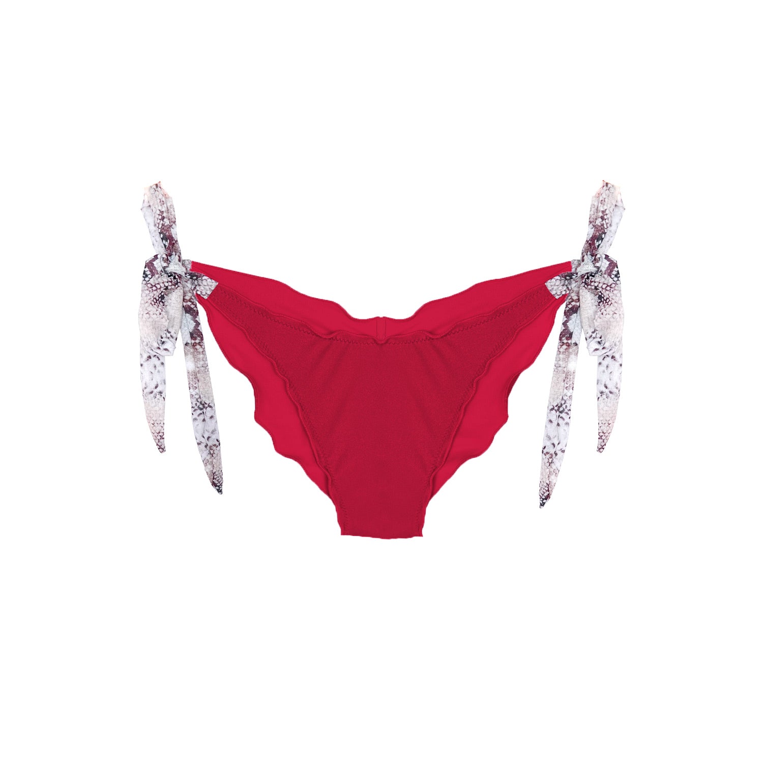 Deessa Ibiza Women's Red Bikini Bottom With Animal Print Straps In Red
