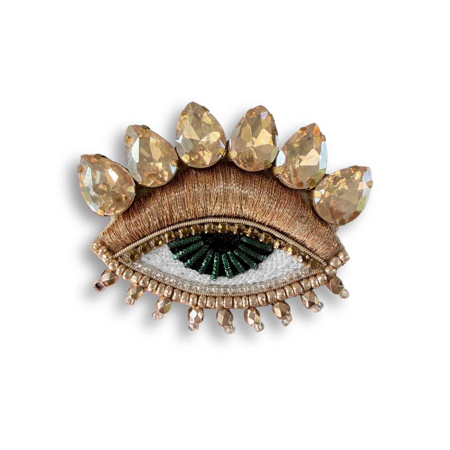 Women's Gold Eye Brooch With Crystals–Gilded Gaze | Vetka