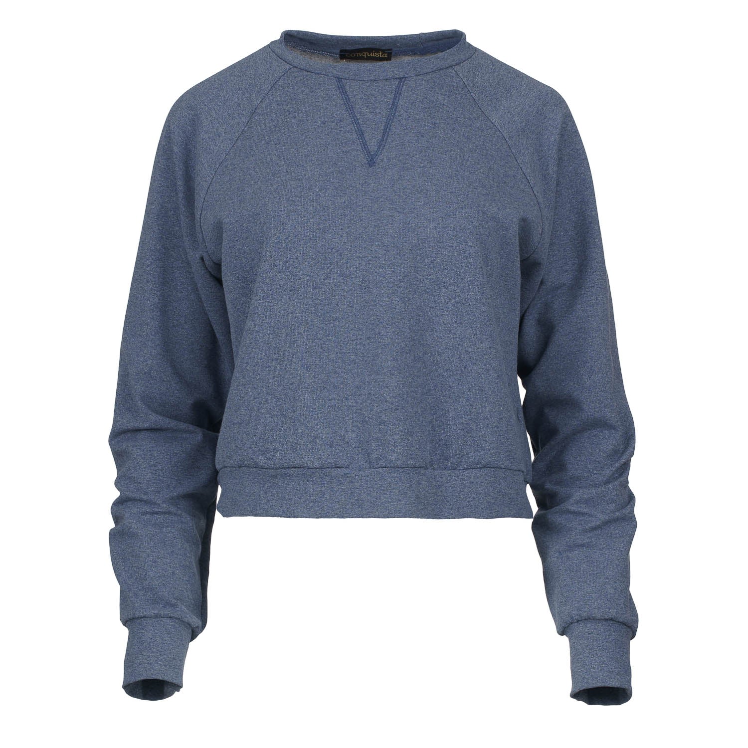 Conquista Women's Blue Crop Indigo Melange Sweatshirt In Gray