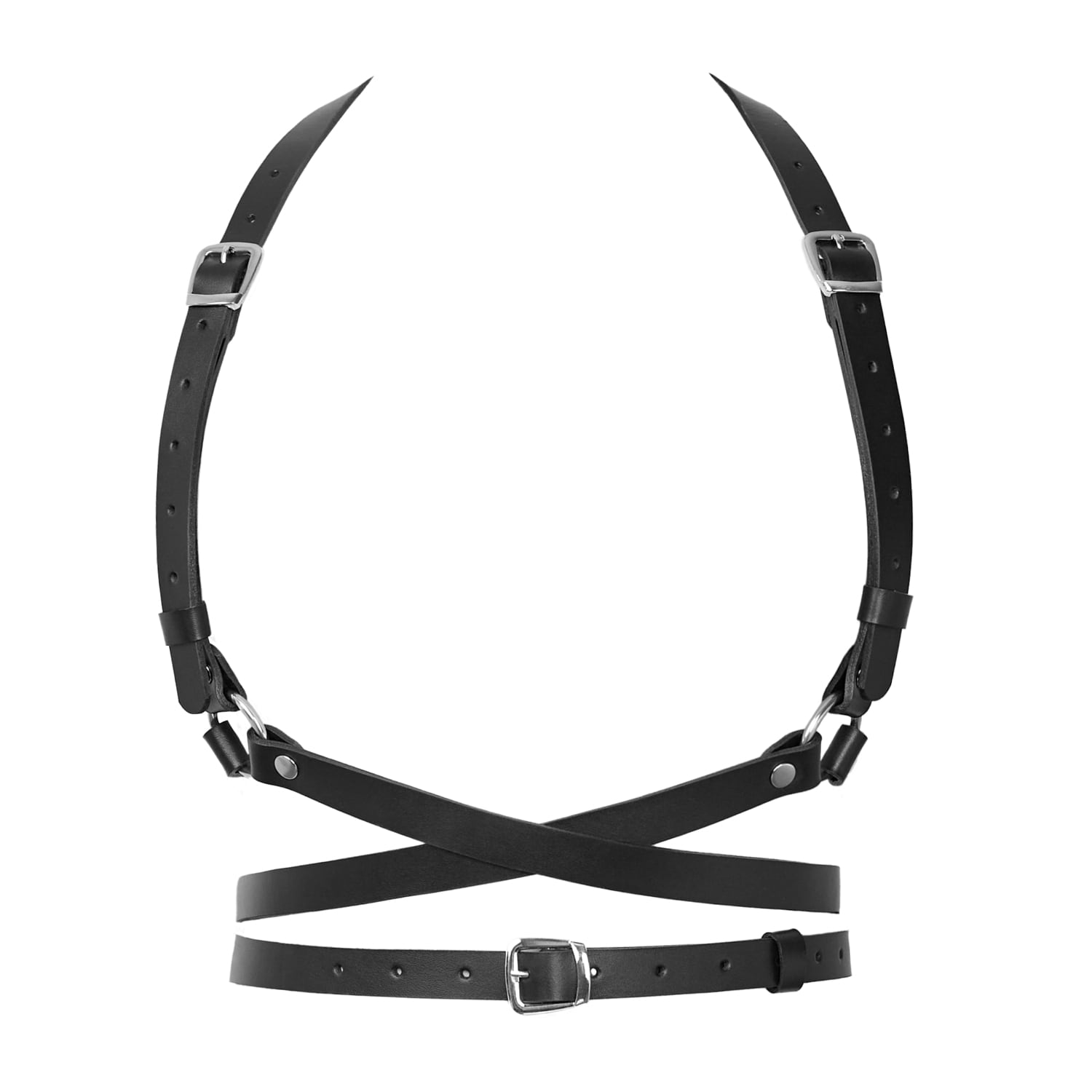 Badass & Goddess Leather Women's Black / Silver Real Leather Harness Artemis - Black With Silver Buckles In Multi