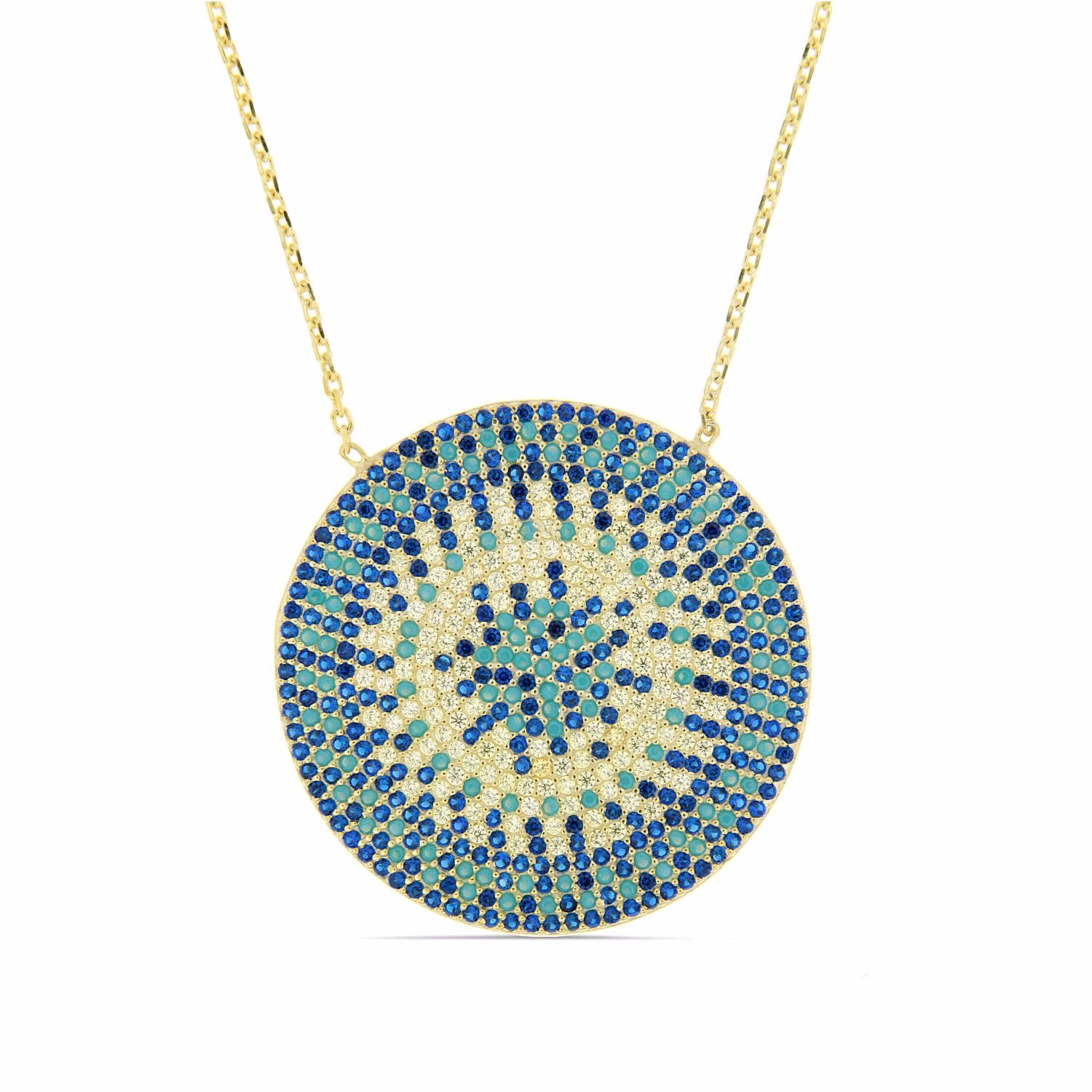 Women’s Gold Flat Turquoise Disc Necklace Cosanuova