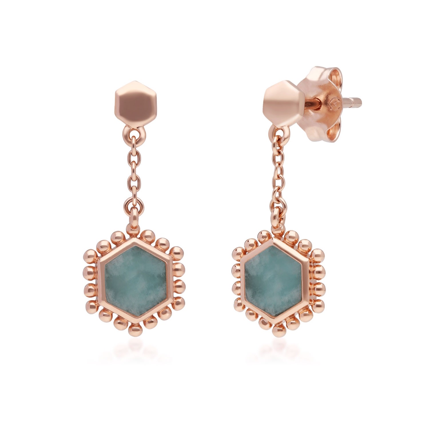 Women’s Blue Amazonite Flat Slice Hex Drop Earrings Gemondo