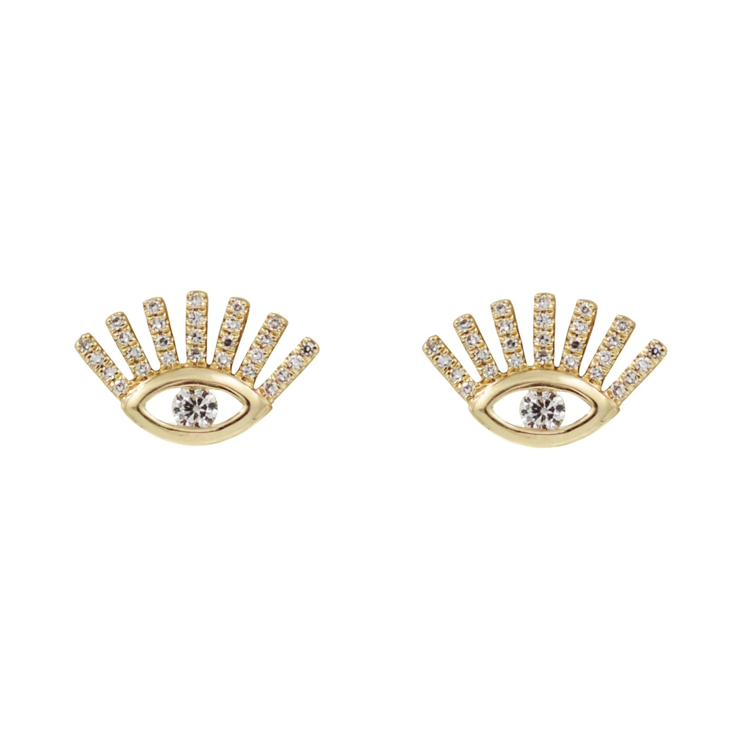 Women’s Gold Evil Eye Studs With Lashes Kamaria