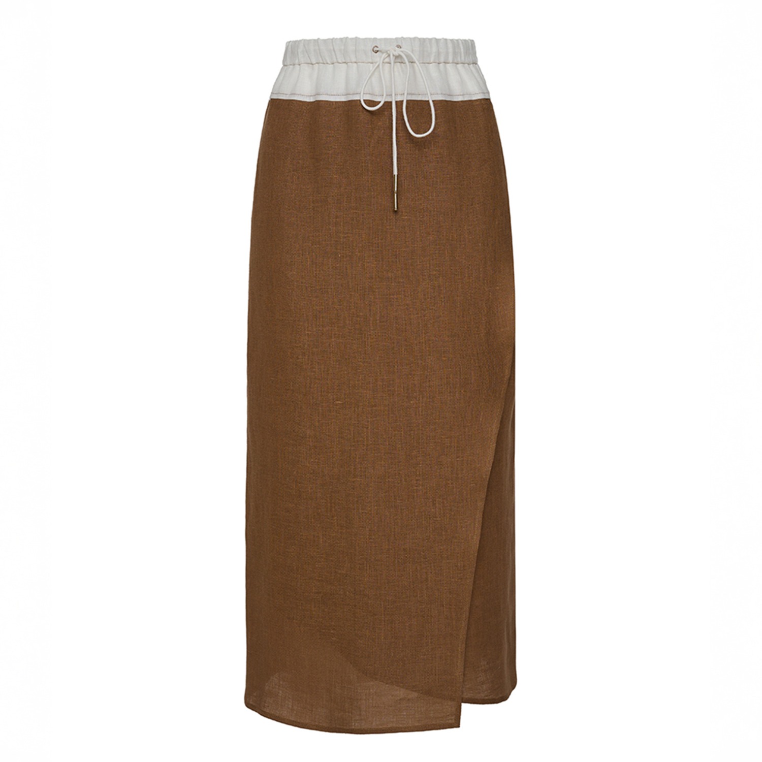 The Summer Edit Women's Brown Stella Luxe Linen Skirt - Cognac In Brown