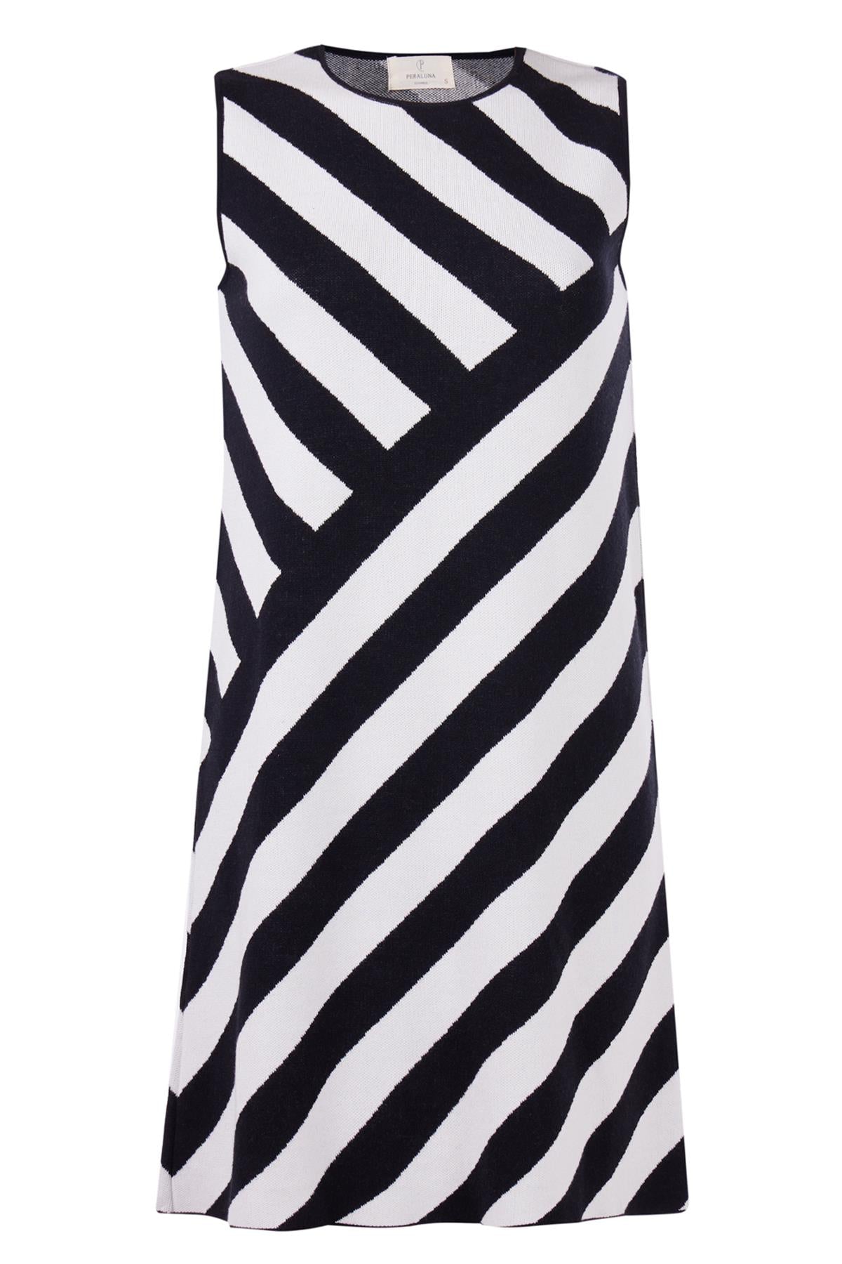 Peraluna Women's Paula Fine Knit Mini Dress In Black / White In Black/white