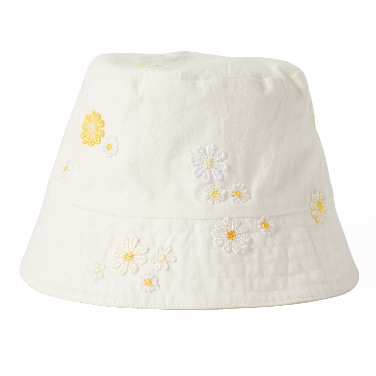Women's White Embroidered Cotton Bucket Hat | Medium | Heidi Stutt