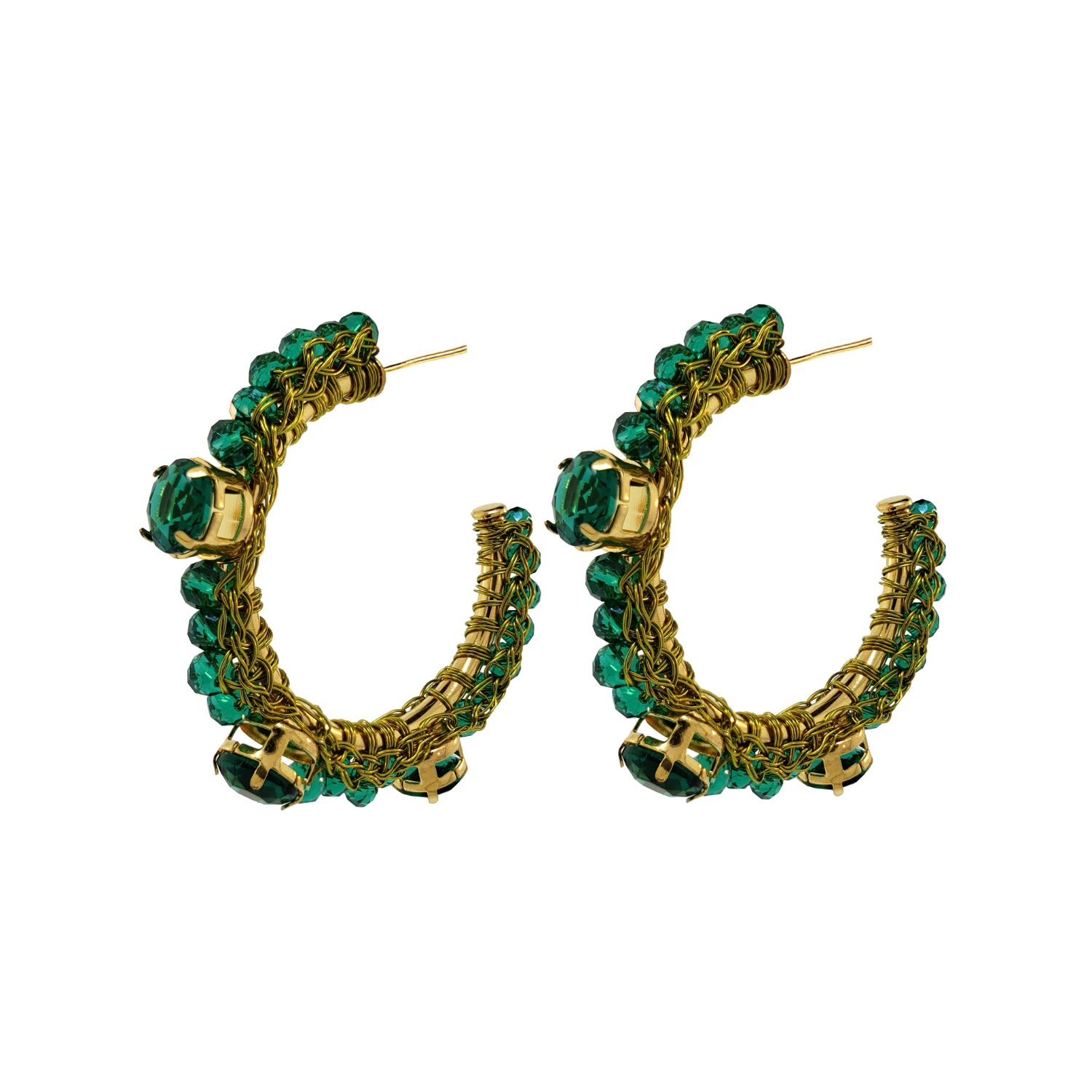 Women’s Leaf Green Lena Hoops Handmade Crochet Earrings Lavish by Tricia Milaneze