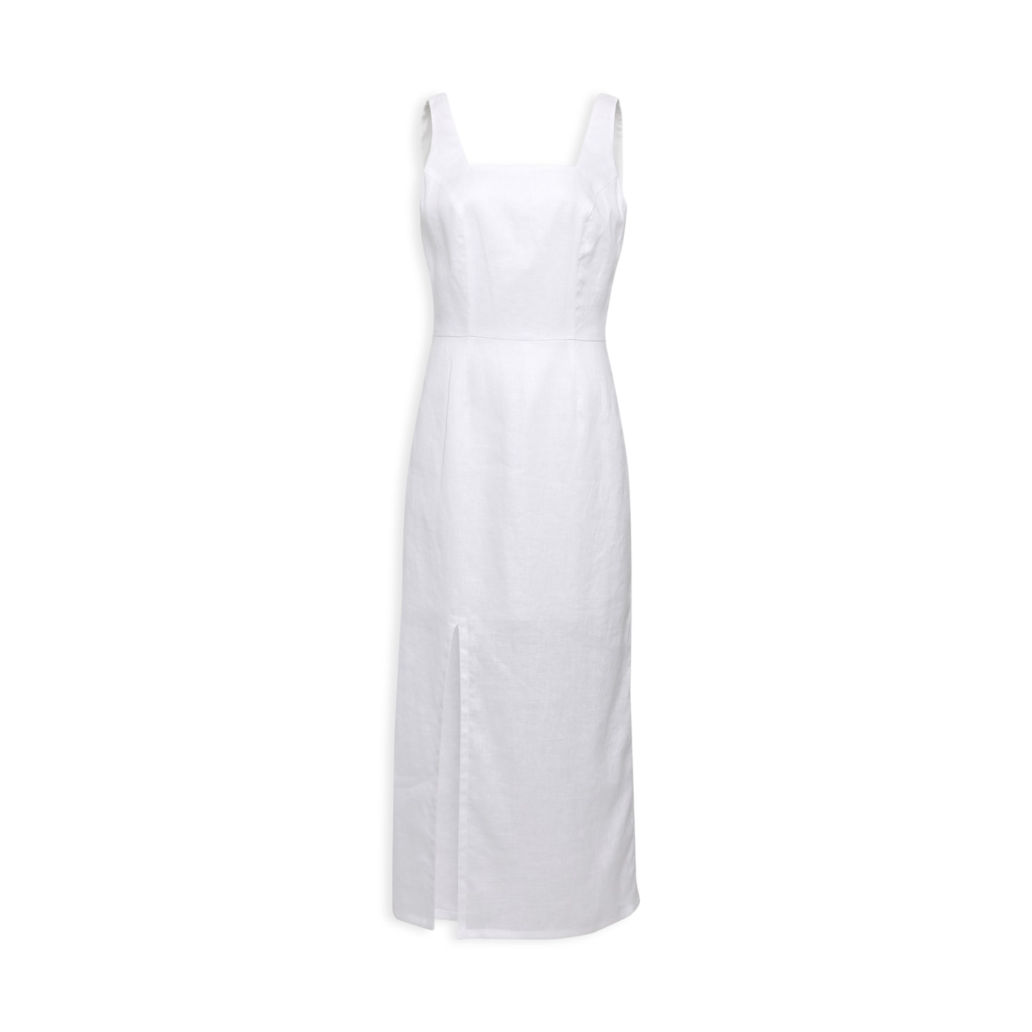 Women’s White Linen Midi Dress Medium Mazarine Ladies’ Garments Trading Co. L. l.c.