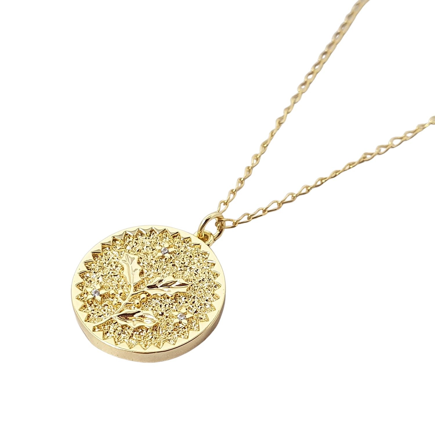 Harfi Women's Dainty Holly Flower Gold Plated Charm Necklace In Gold
