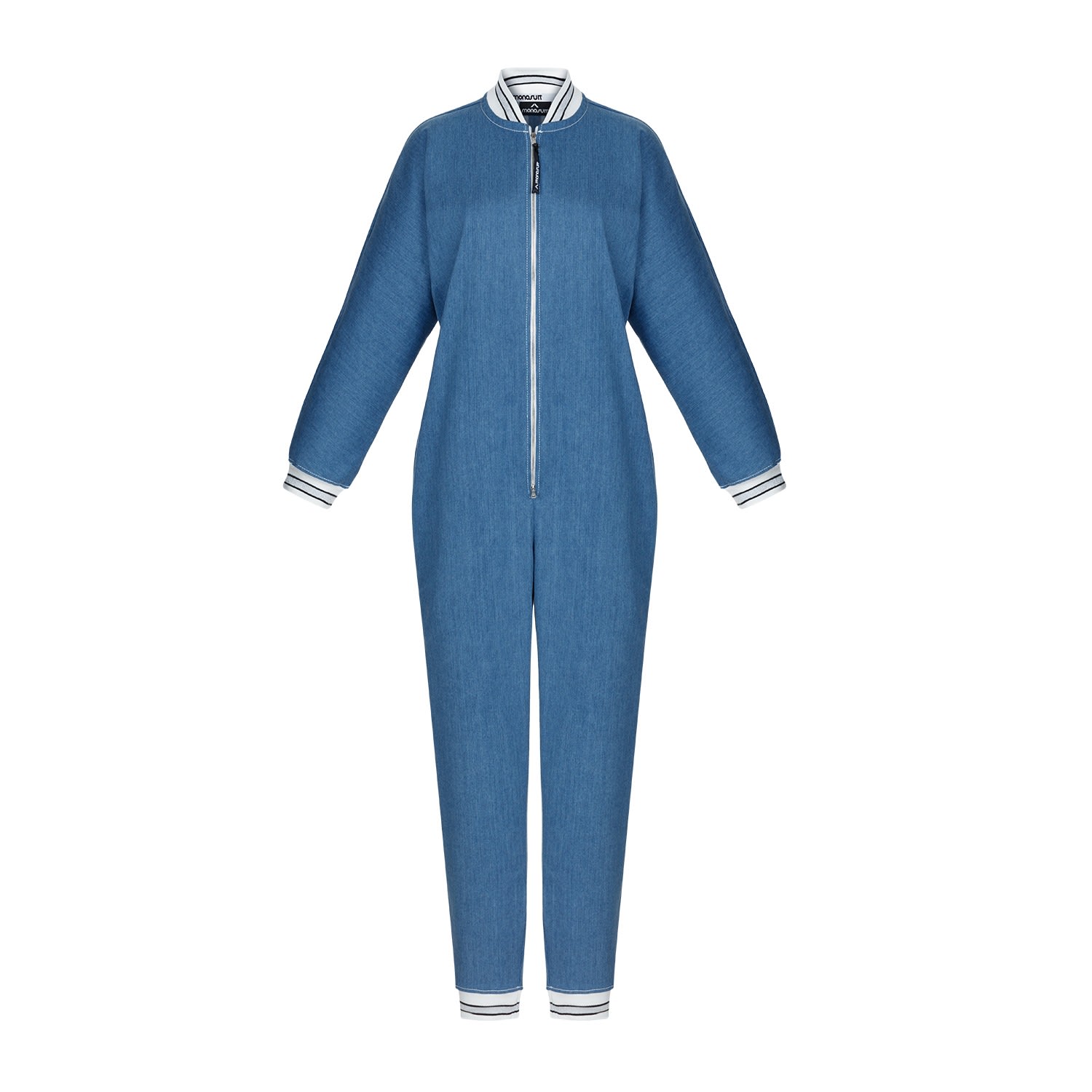 Monosuit Women's Secret Zippers Cotton Bombersuit Jumpsuit With Pants- Blue In Blue