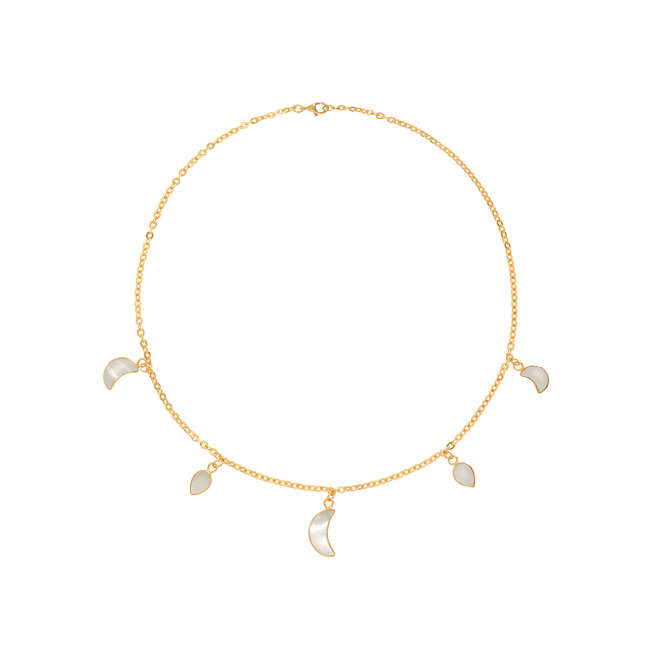 Freya Rose Women's Gold / White Petite Moon Necklace, Gold