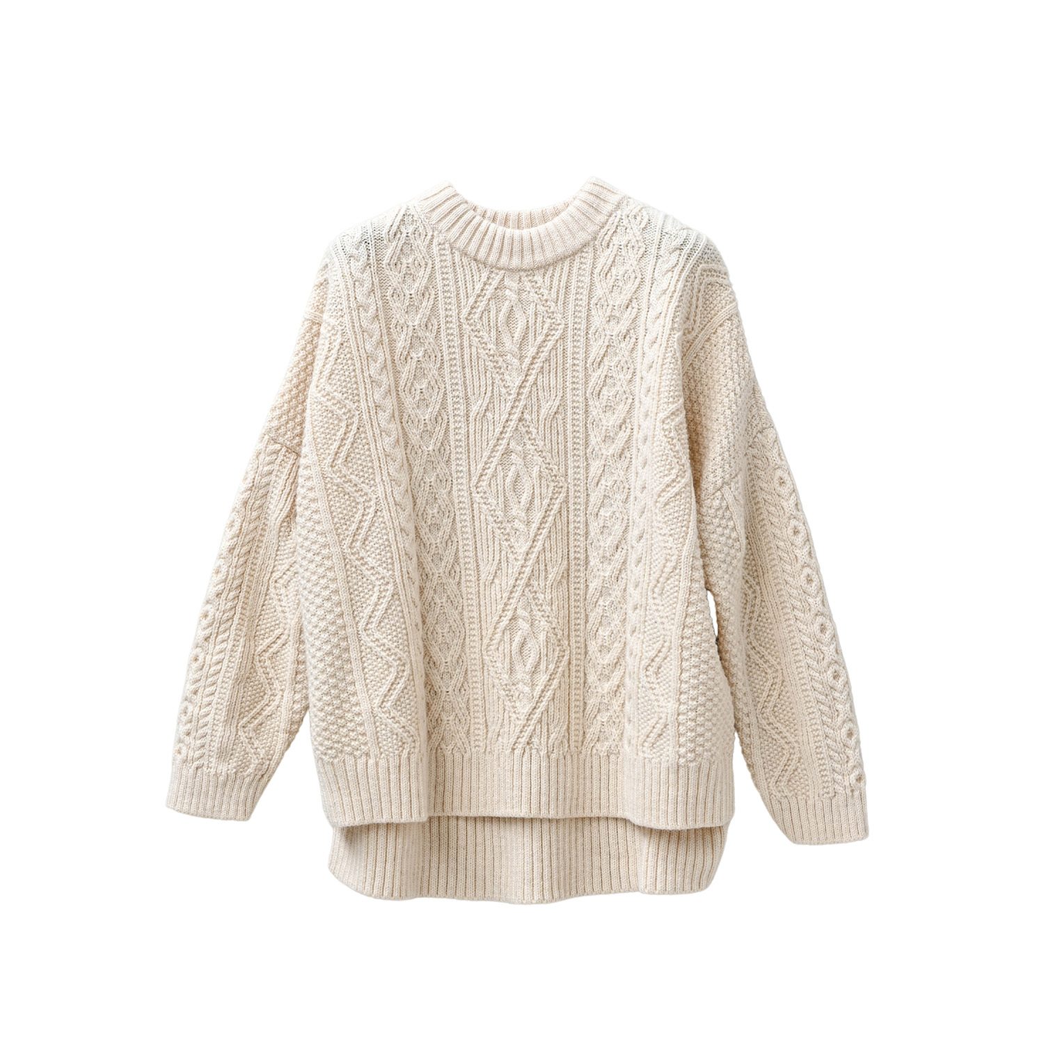 Oubas Women's White / Neutrals The Freyja British Wool Cable Sweater In Ecru
