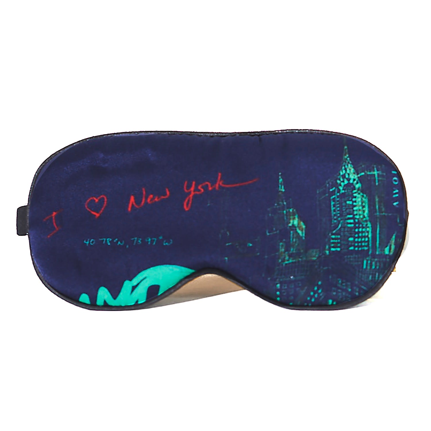 Women’s New York City Nights, Illustrated Navy Blue Silk Sleep Mask Awol