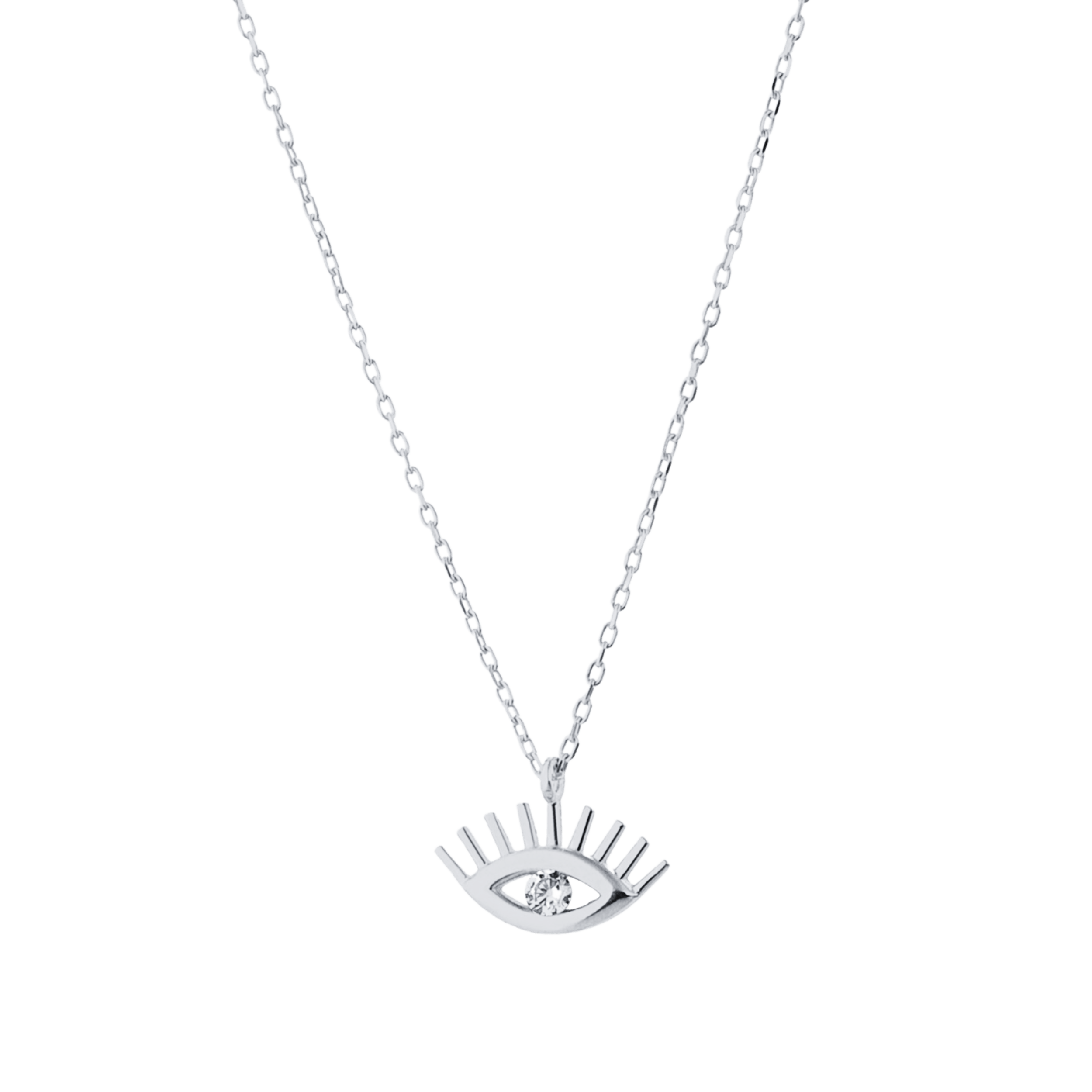 Spero London Women's Silver / White White Eye Evil Eye Sterling Silver Necklace - Silver In Multi