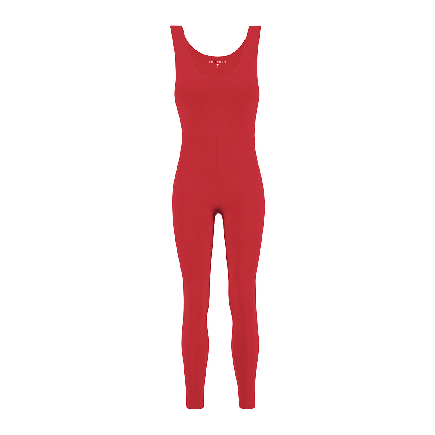 Yes Flâneuse Women's Ariana Compressive Jumpsuit With Ruffle Back Chinese Red In Red