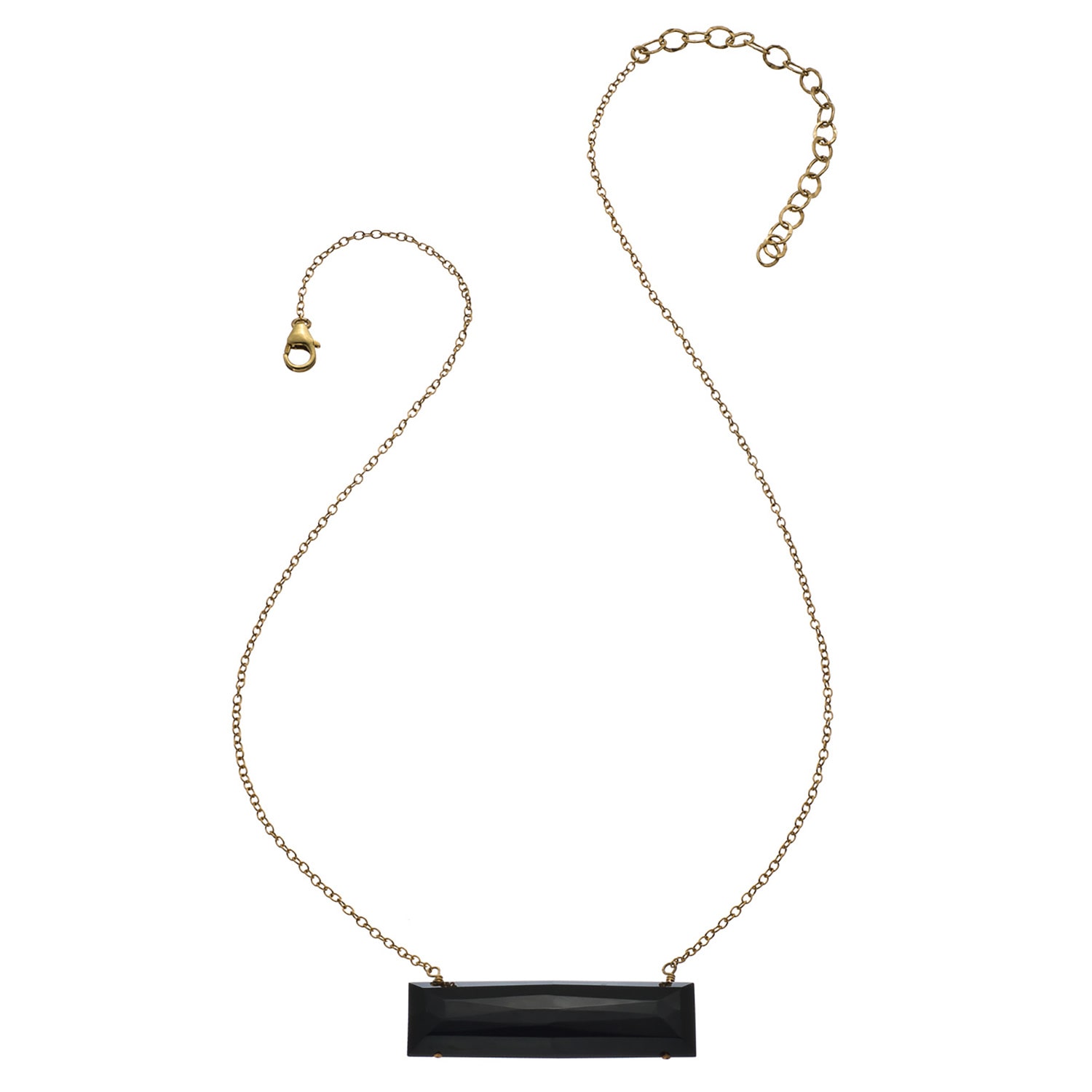 Women's Float Custom Cut Bar Semi-Precious Baguette Gemstone Necklace - Black Spinel - Gold-Filled | Heather Hawkins Jewelry