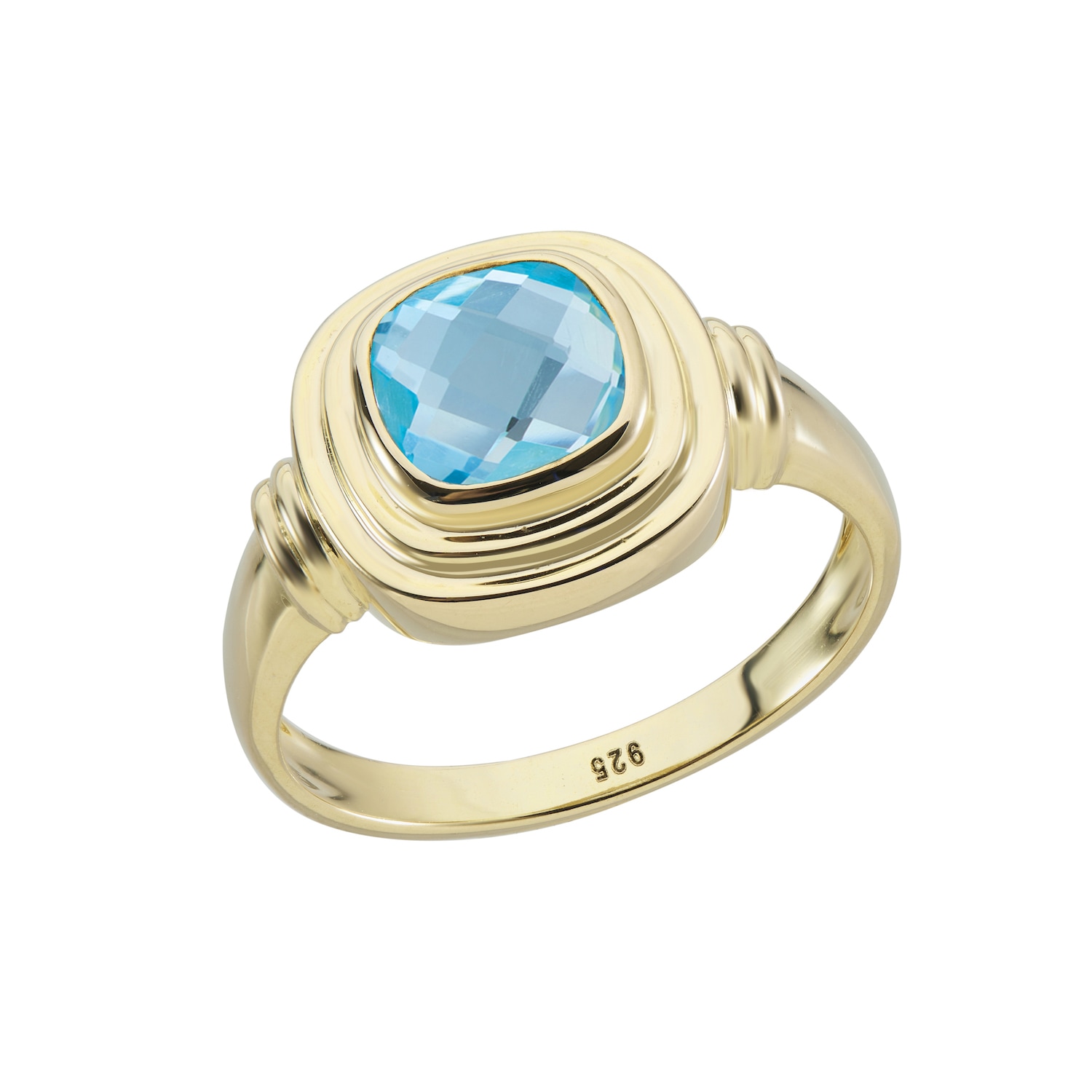 Women’s California Cushion Blue Topaz Gold Vermeil Ring | Auree Jewellery