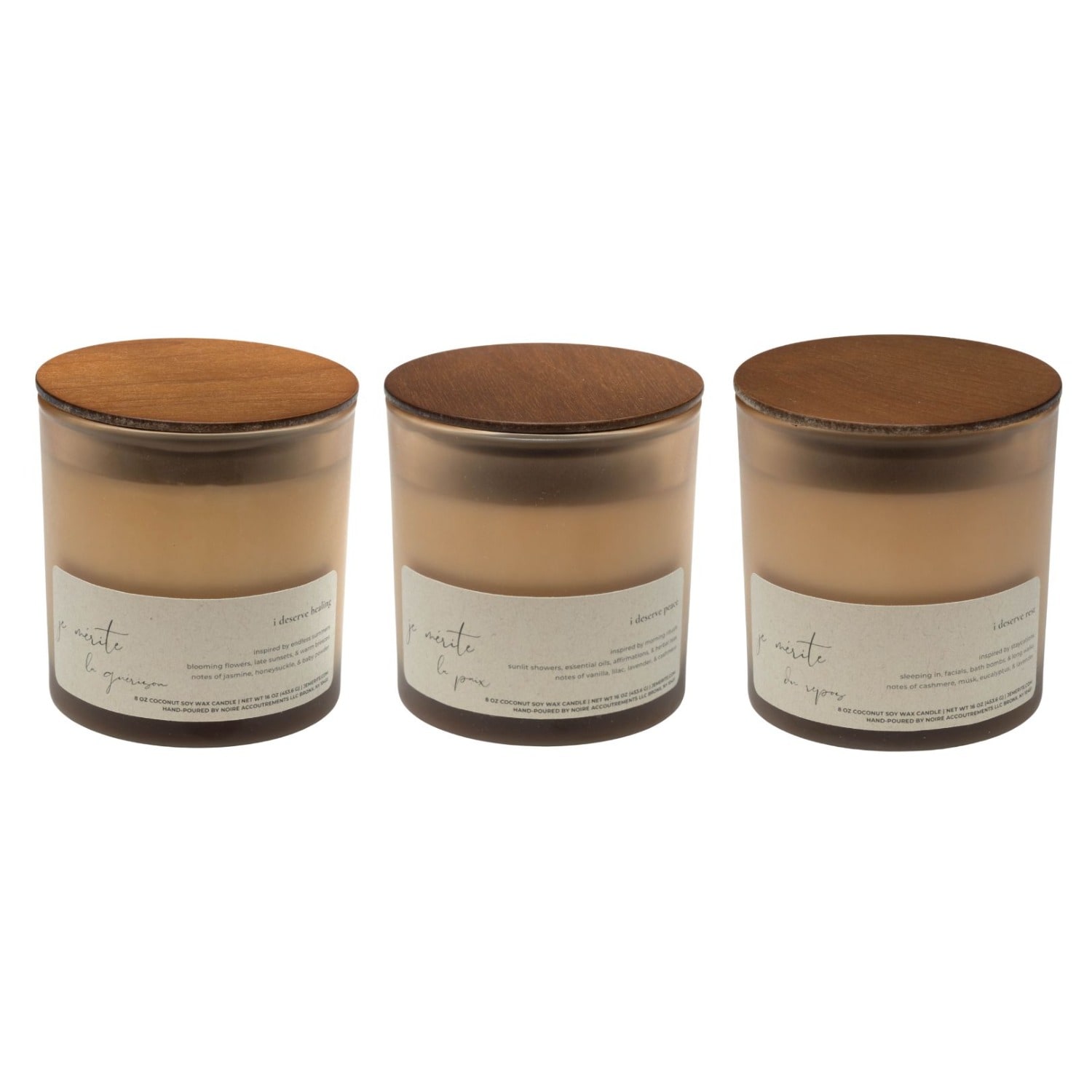 Je Mérite (i Deserve) White I Deserve Affirmation - Healing, Peace, And Rest Candle Gift Set In White