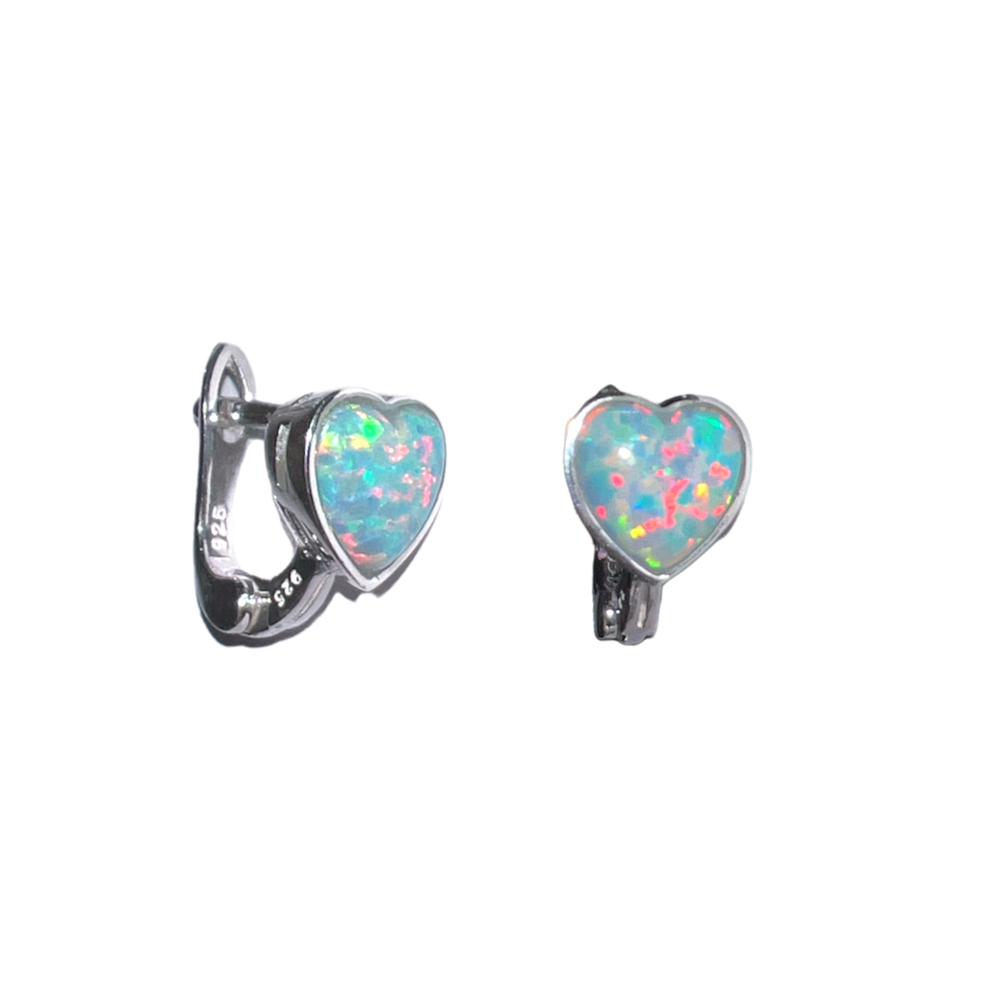 Women’s High Quality Opal Heart Sterling Silver Earrings - Blue Spero London