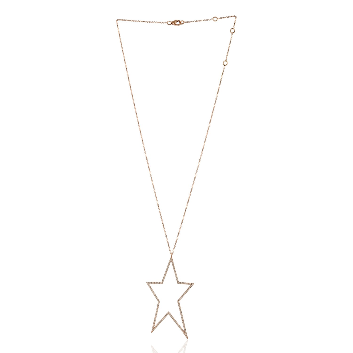 Women’s White / Rose Gold Natural Diamond Star Pendant Necklace 14K Rose Gold Jewelry Artisan