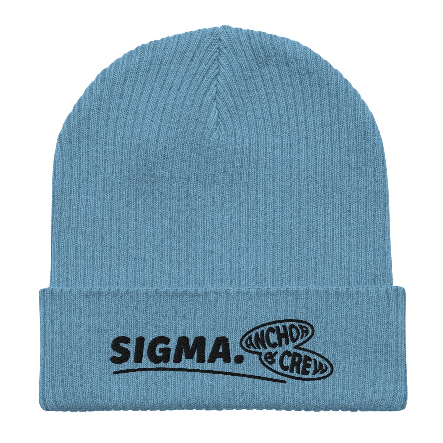 Anchor & Crew Light Blue Sigma Gen. Organic Cotton Embroidered Beanie - Women In Blue