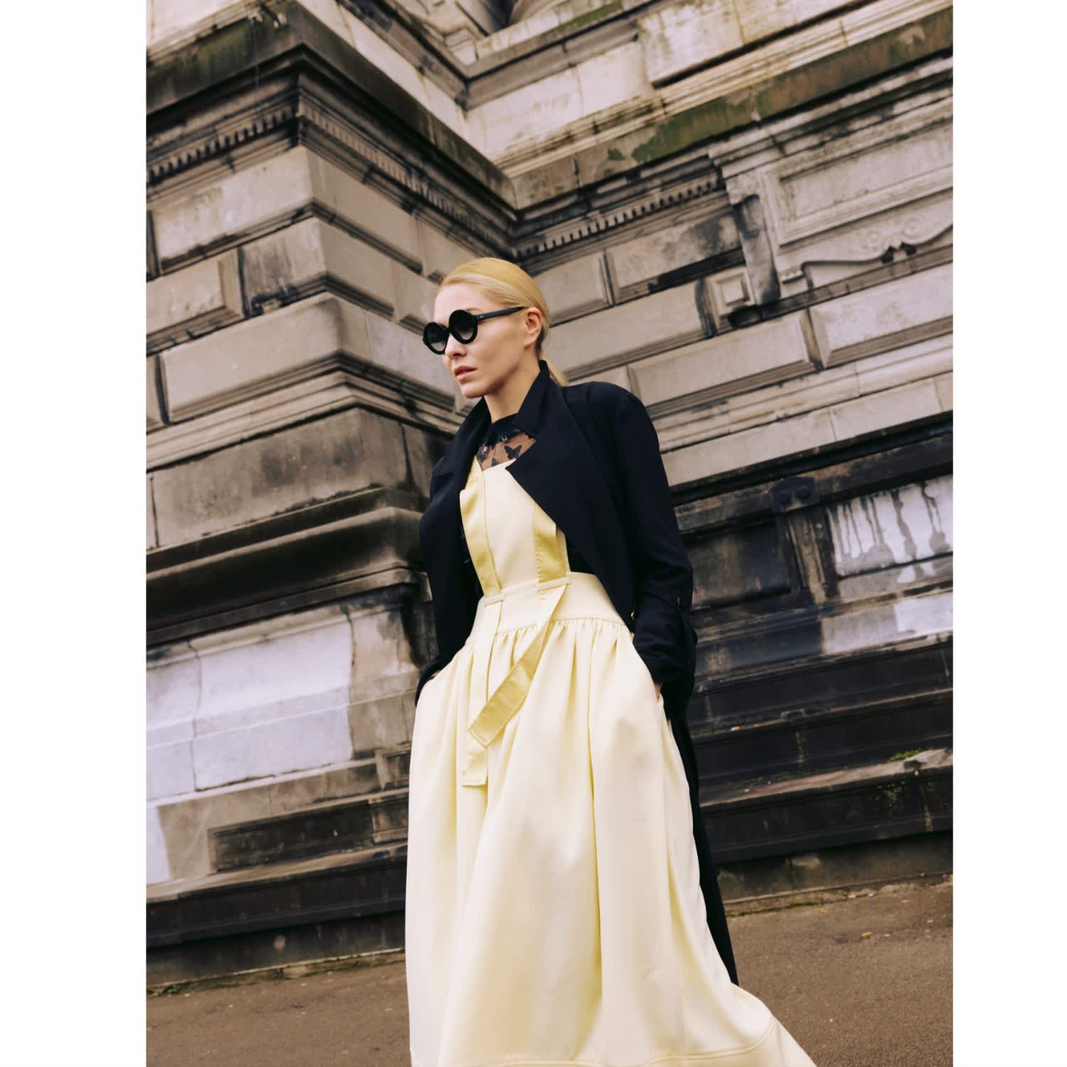 Midi Apron Dress With Adjustable Straps Transparent Yellow