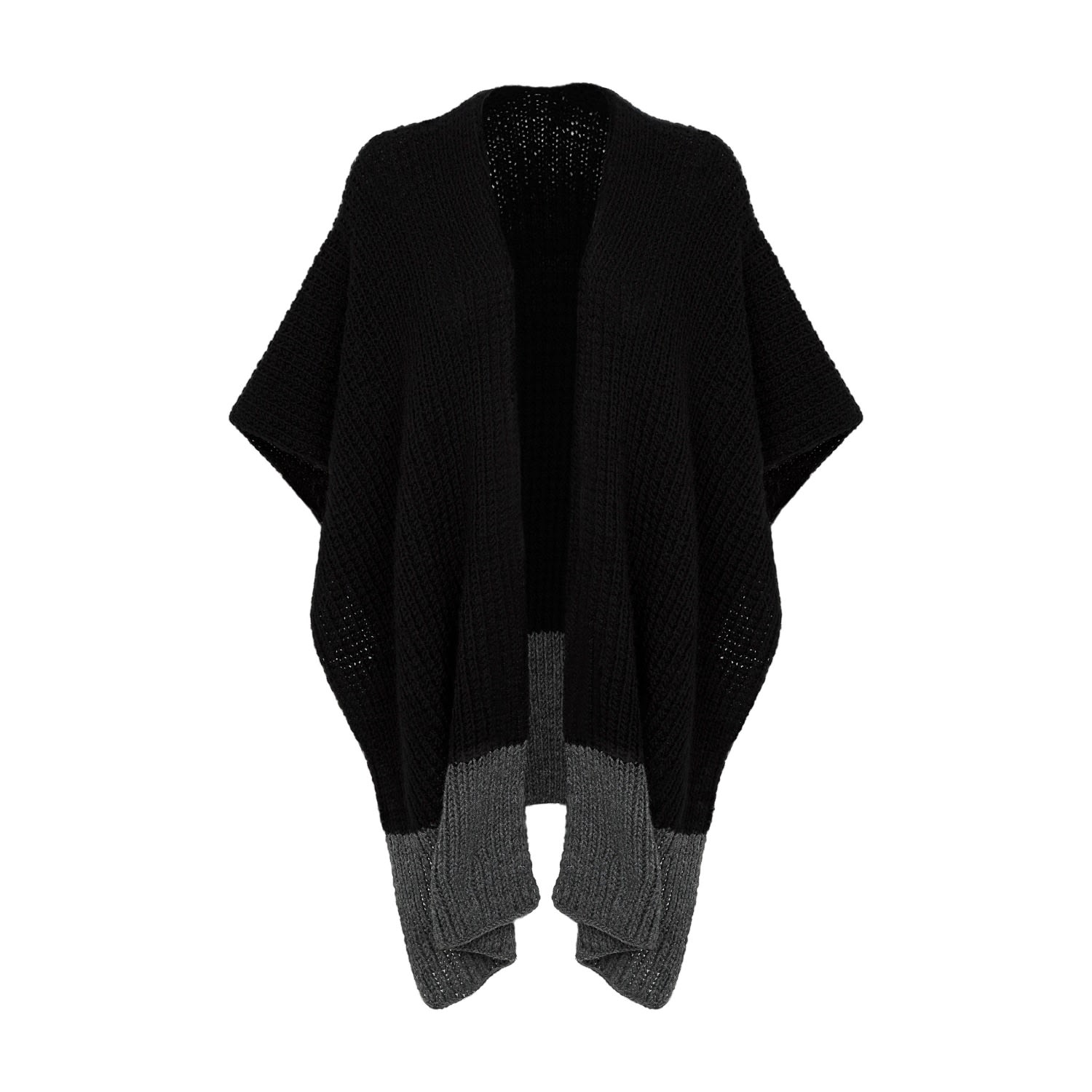 Women’s Black / Grey Alix Poncho Black One Size Amour Et Naturel