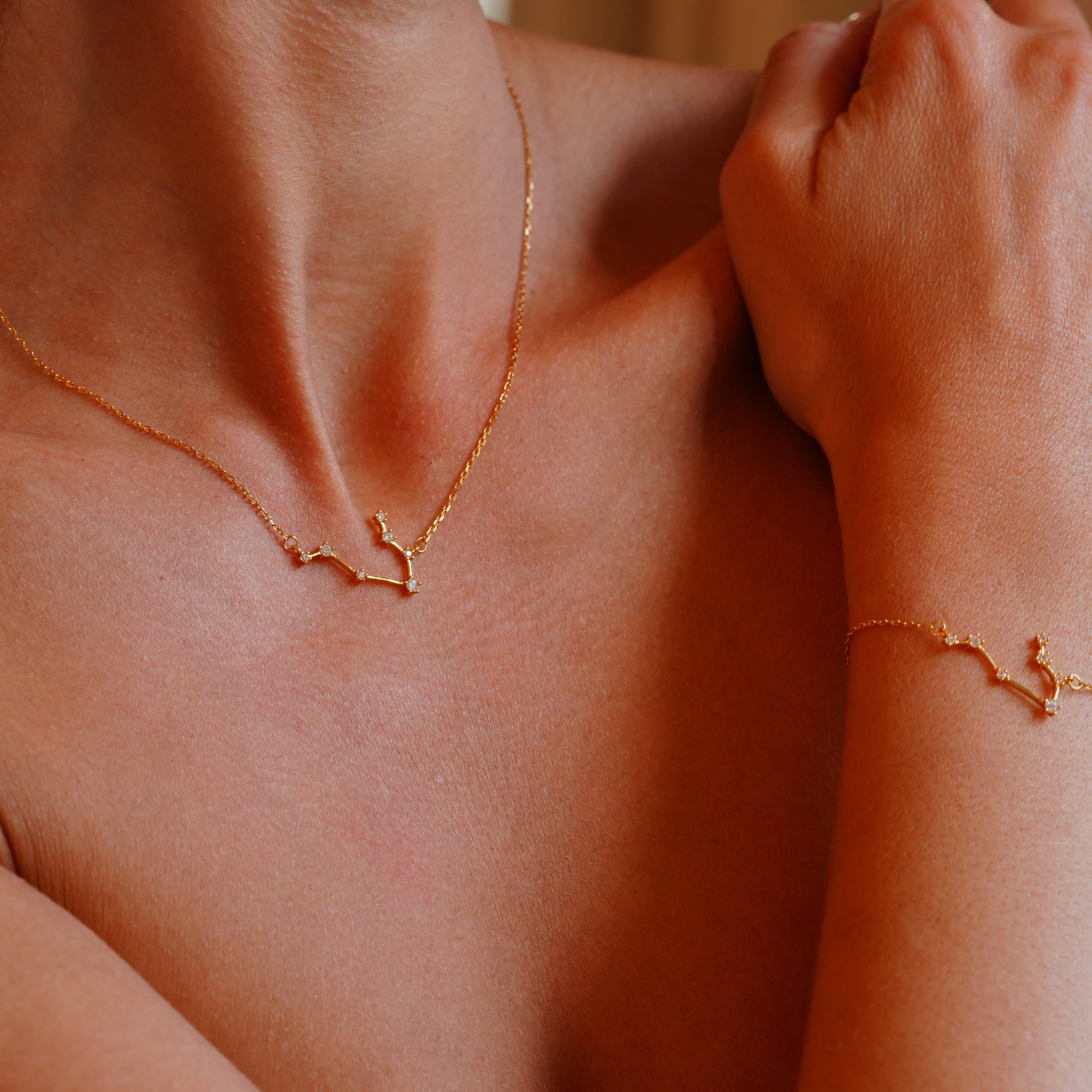 Gemini Zodiac Constellation Necklace In Gold | Gold Trip | Wolf & Badger