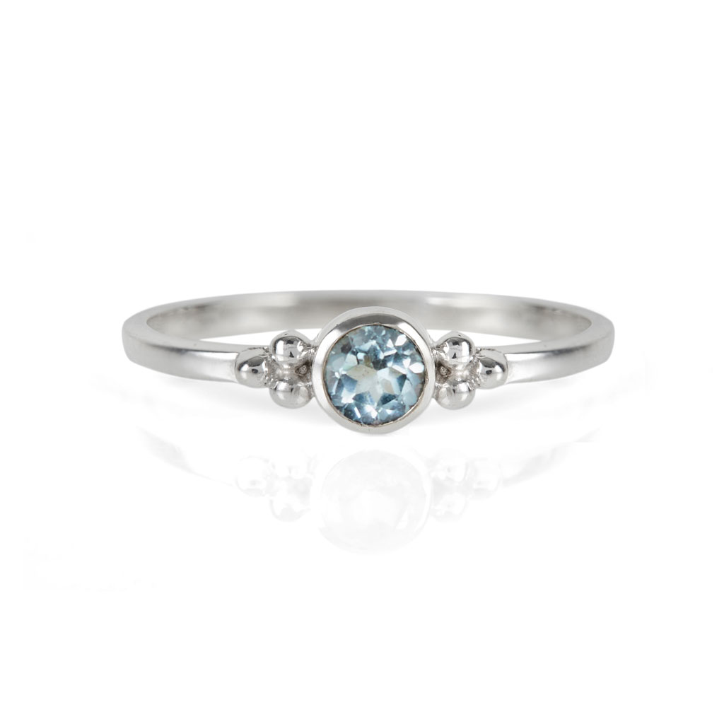 Charlotte's Web Jewellery Women's Holi Jewel Silver Stacking Ring - Blue Topaz In Blue