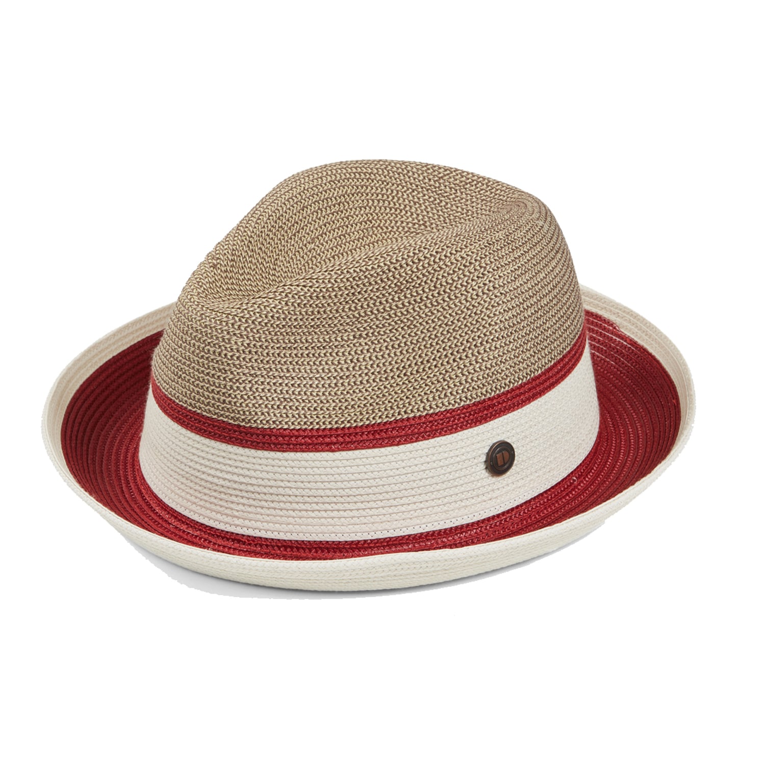 Dasmarca Hats Dasmarca Verona Vino Red Summer Two Tone Straw Fedora Hat For Men And Women In Red