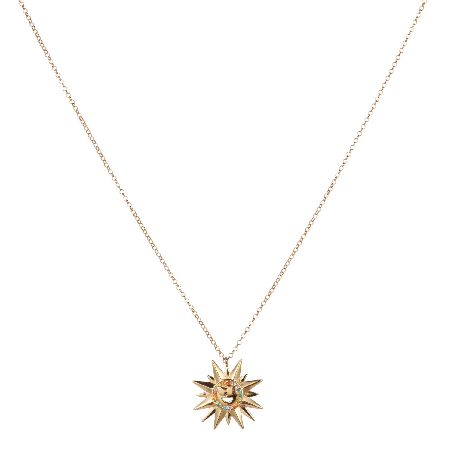 Women’s Gold Sunburst Pendant - Cool Rainbow Toolally