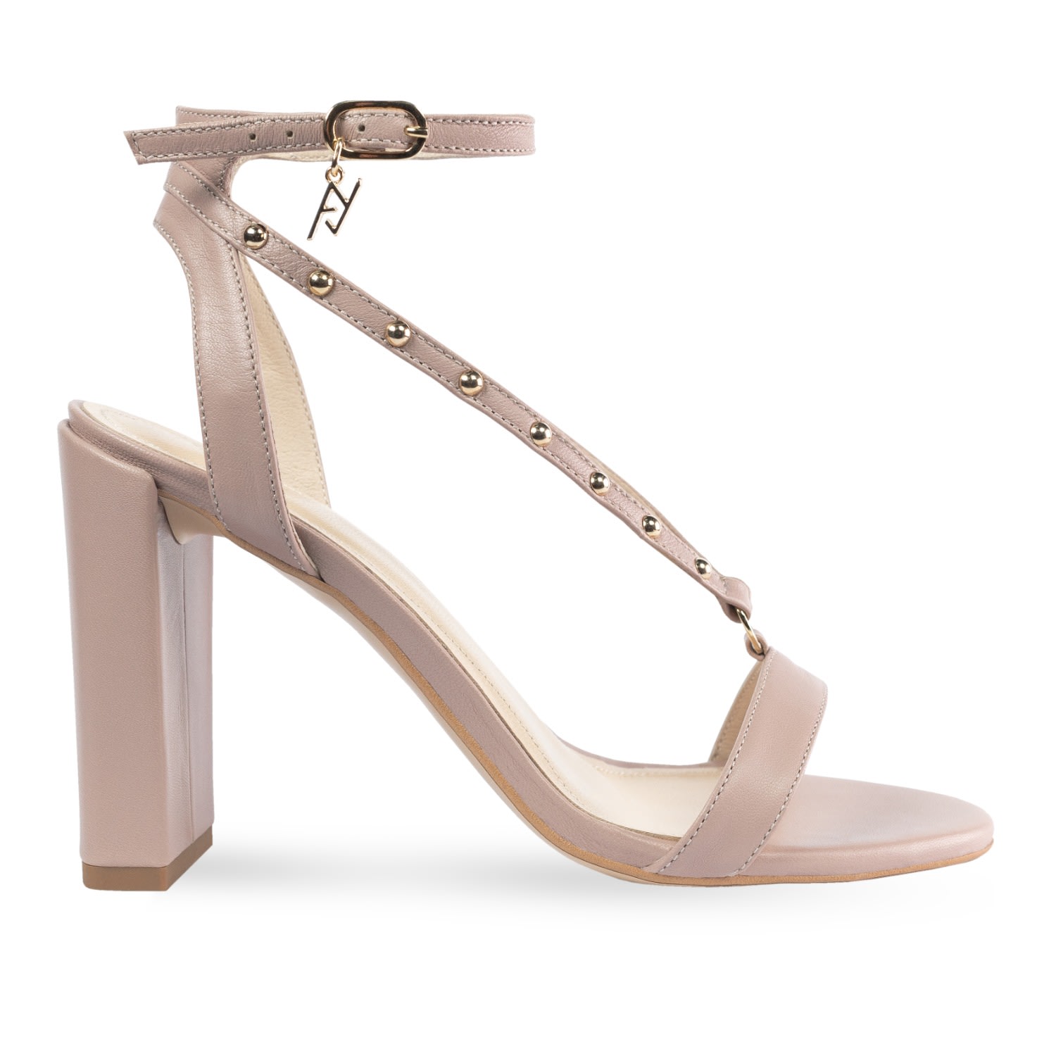Angelika Jozefczyk Women's Neutrals Nude Leather Sandals With Rivets In Black/brown