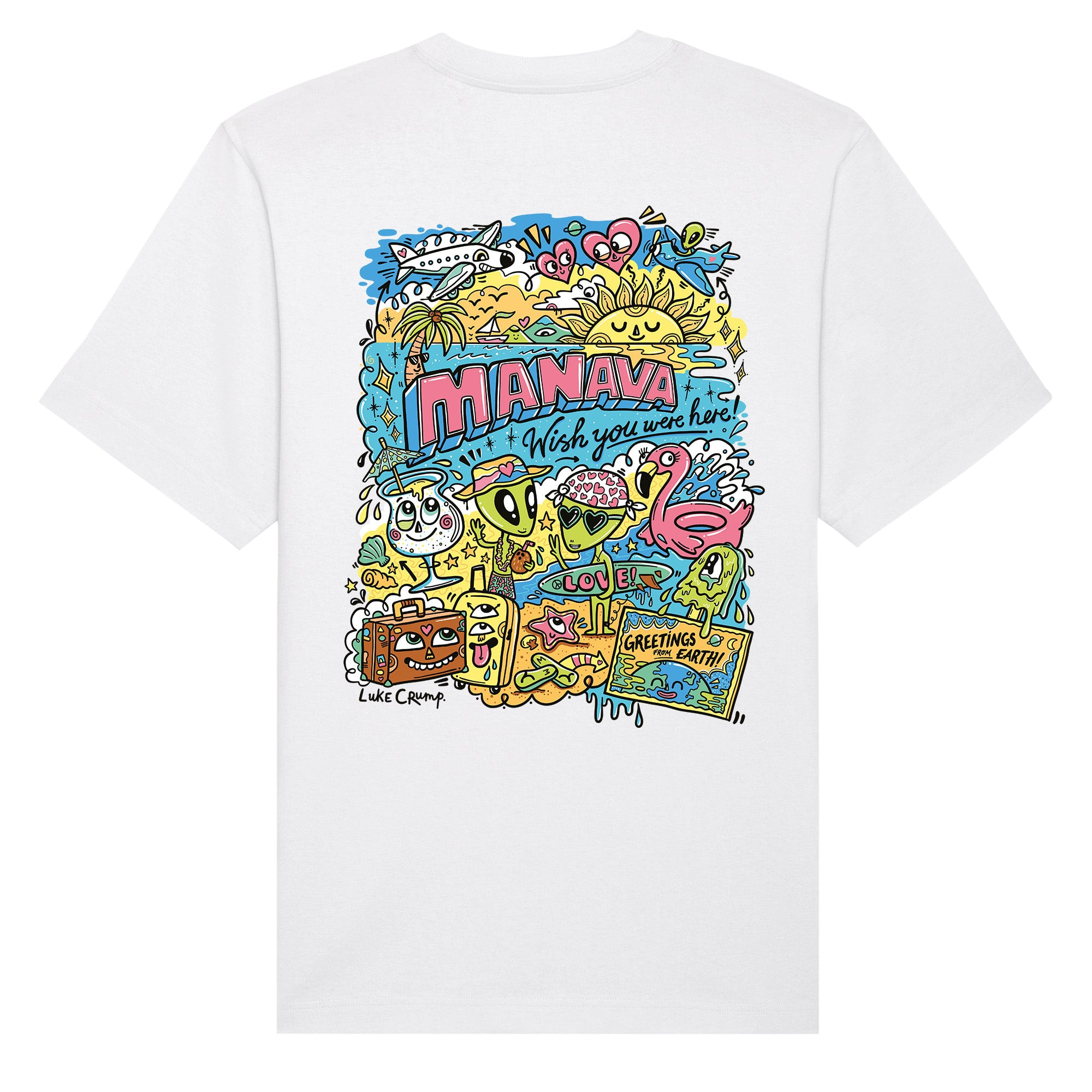 Manava Men's White Luke Crump Wish You Were Here T-shirt In White
