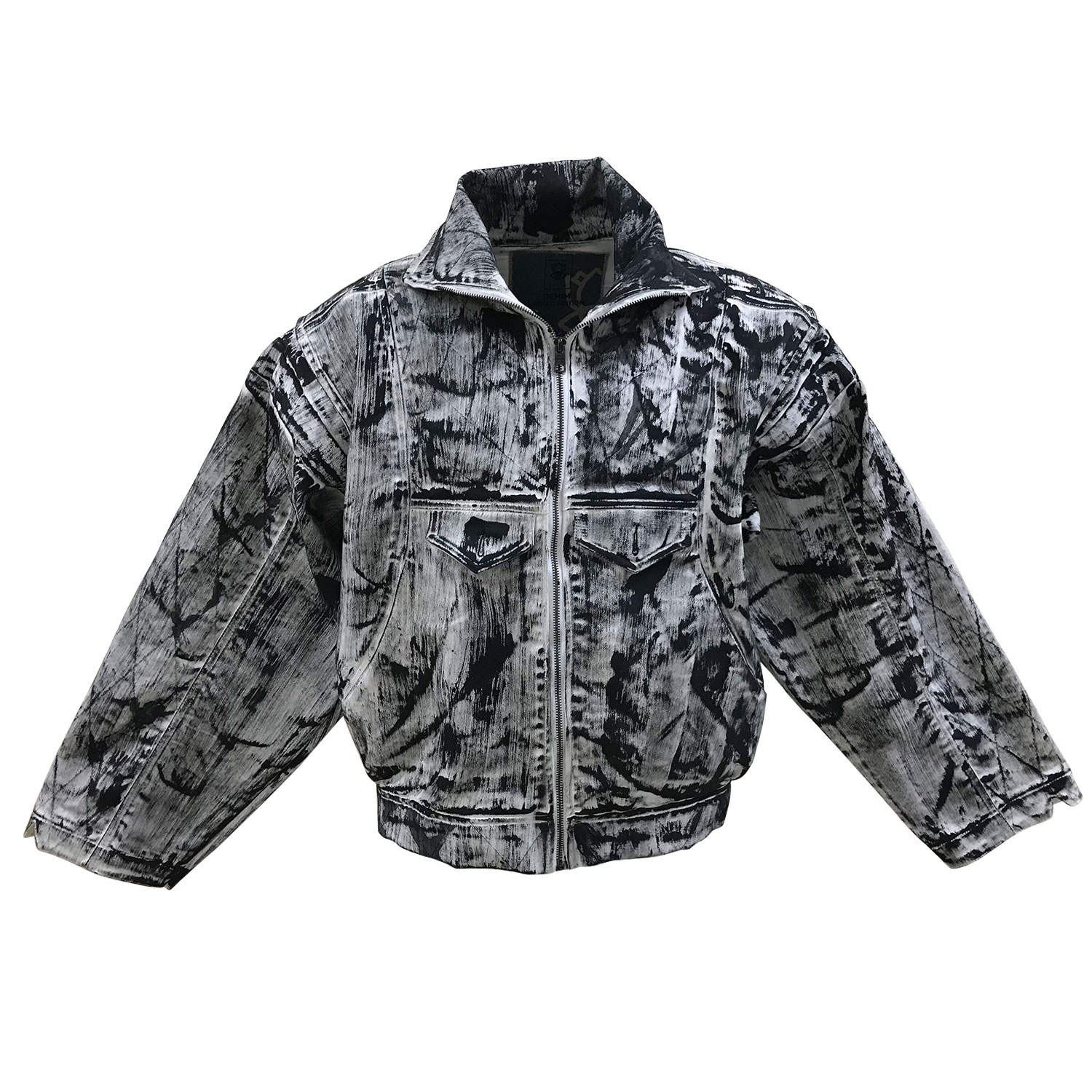 Zasta Studio Men's Color Palette Raw Denim Multicolor Oversized Jacket E Five In Black/white