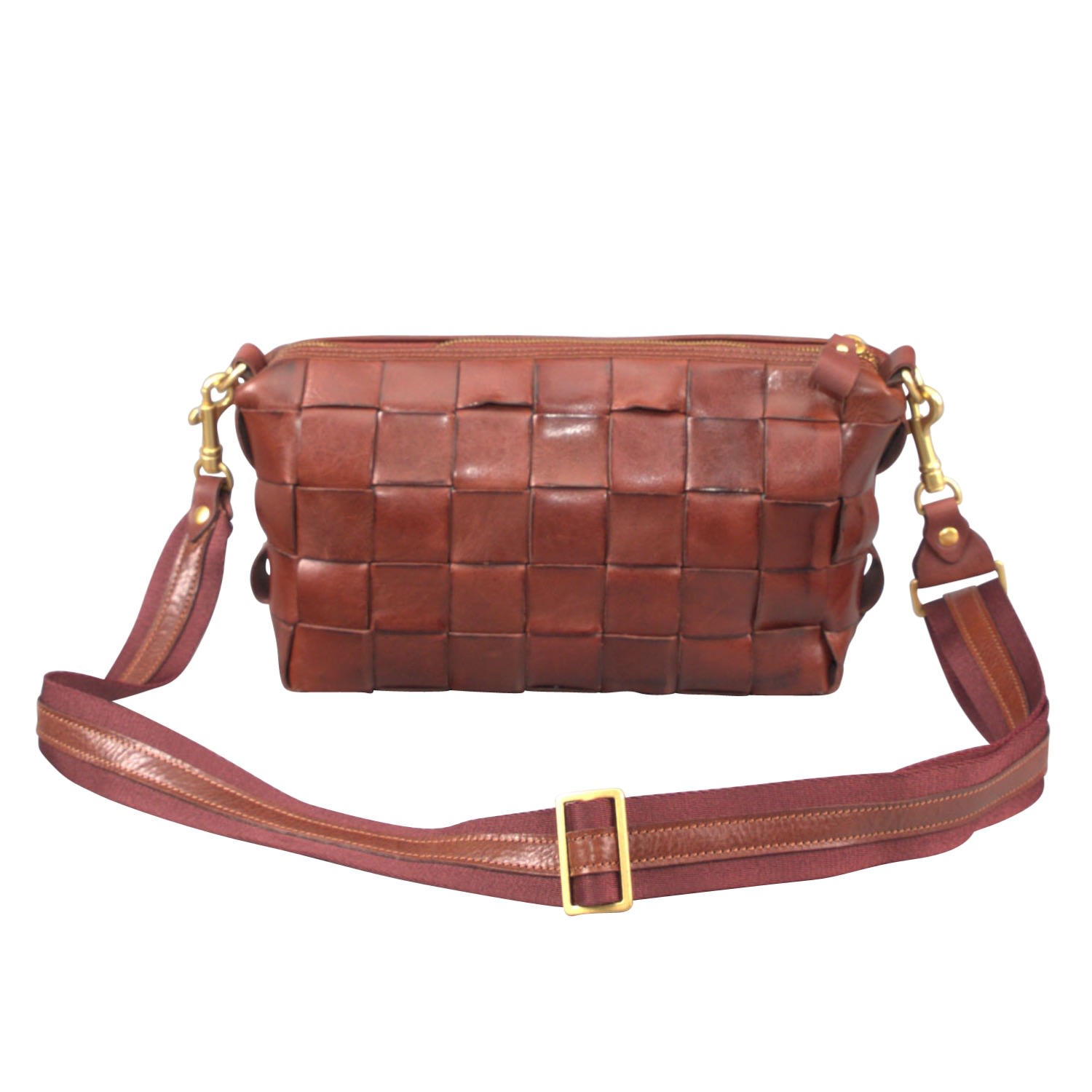 Women’s Woven Leather Shoulder Bag ’Giorgia’ - Brown Rimini