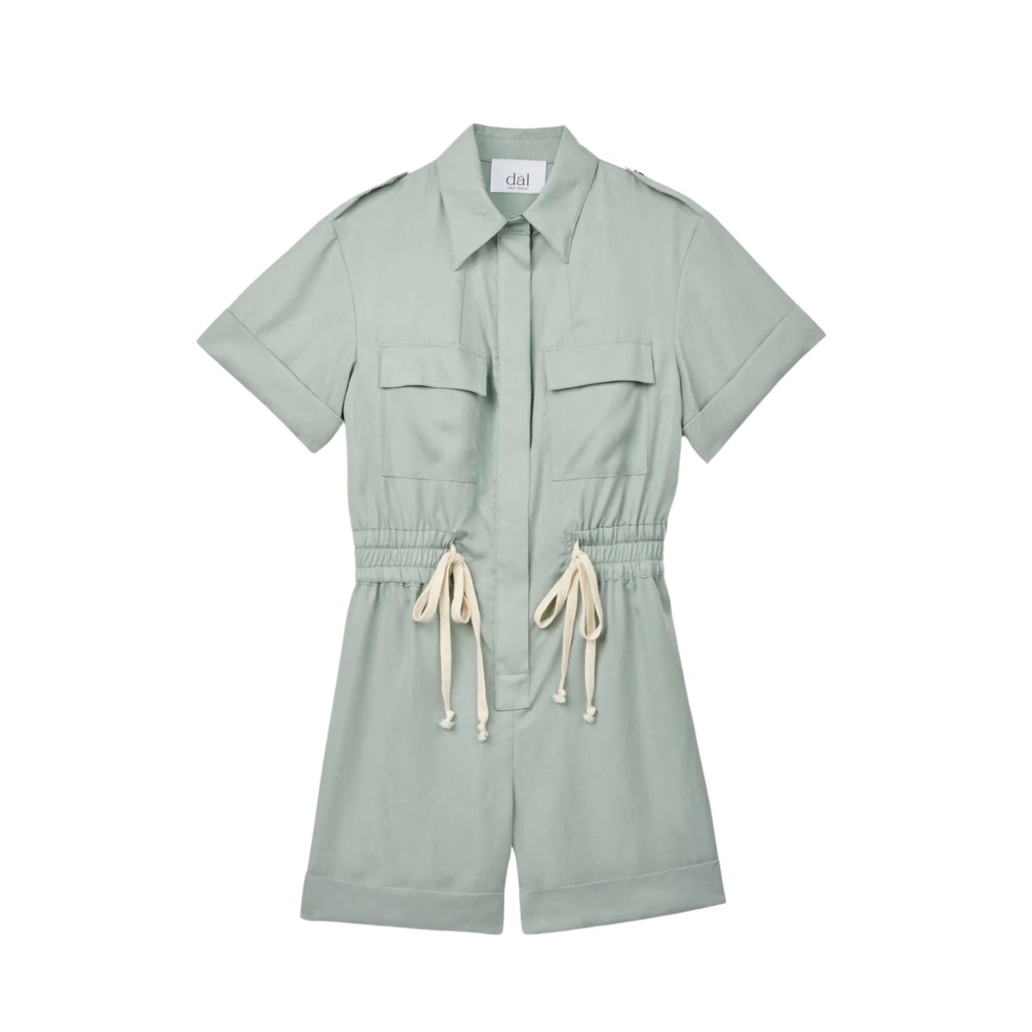 Dal The Label Technical Twill Playsuit In Mist In Blue