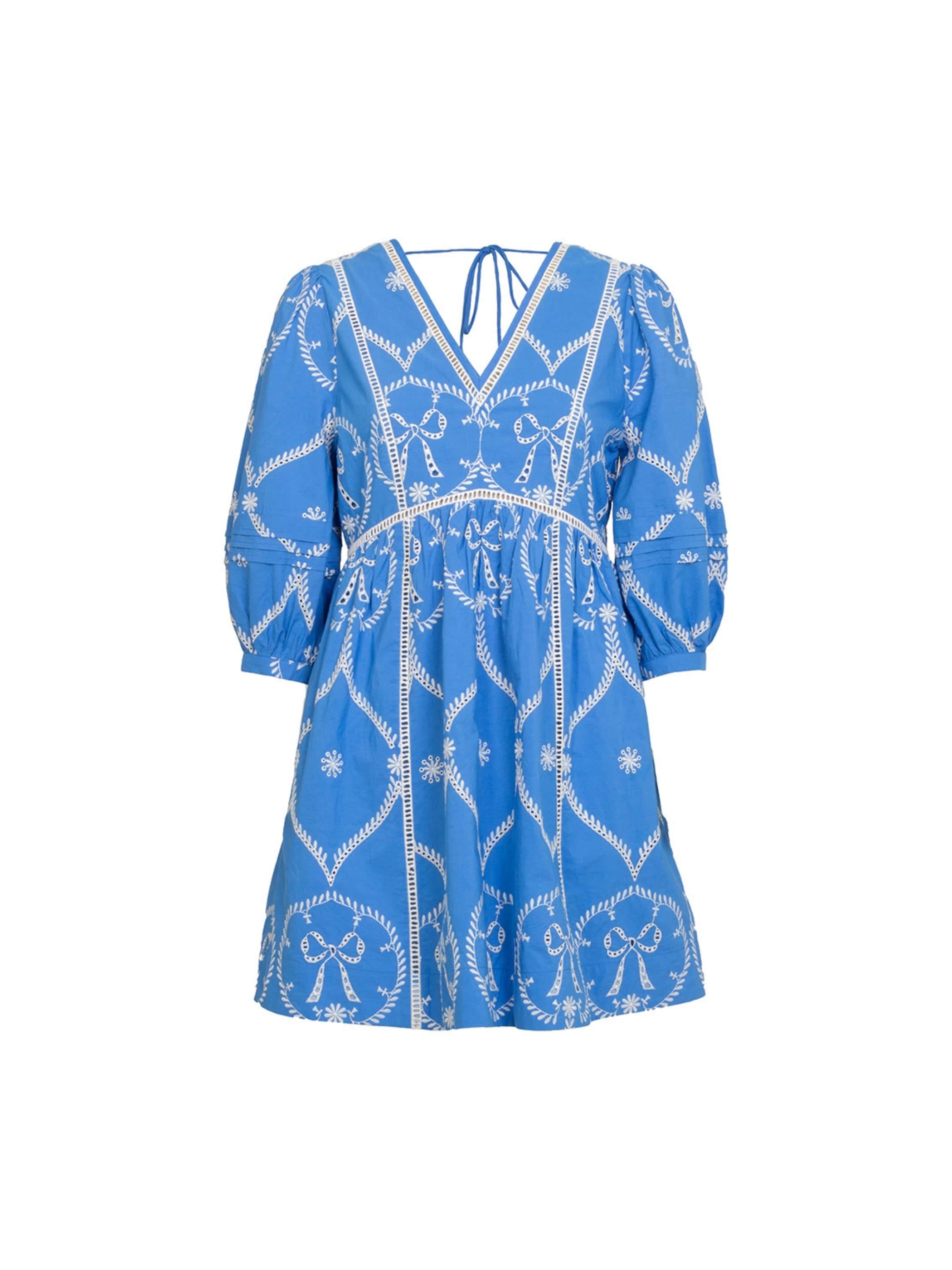 Charlie Embroidery Bow Blue Mini Dress | Rose & Nancy | Wolf & Badger