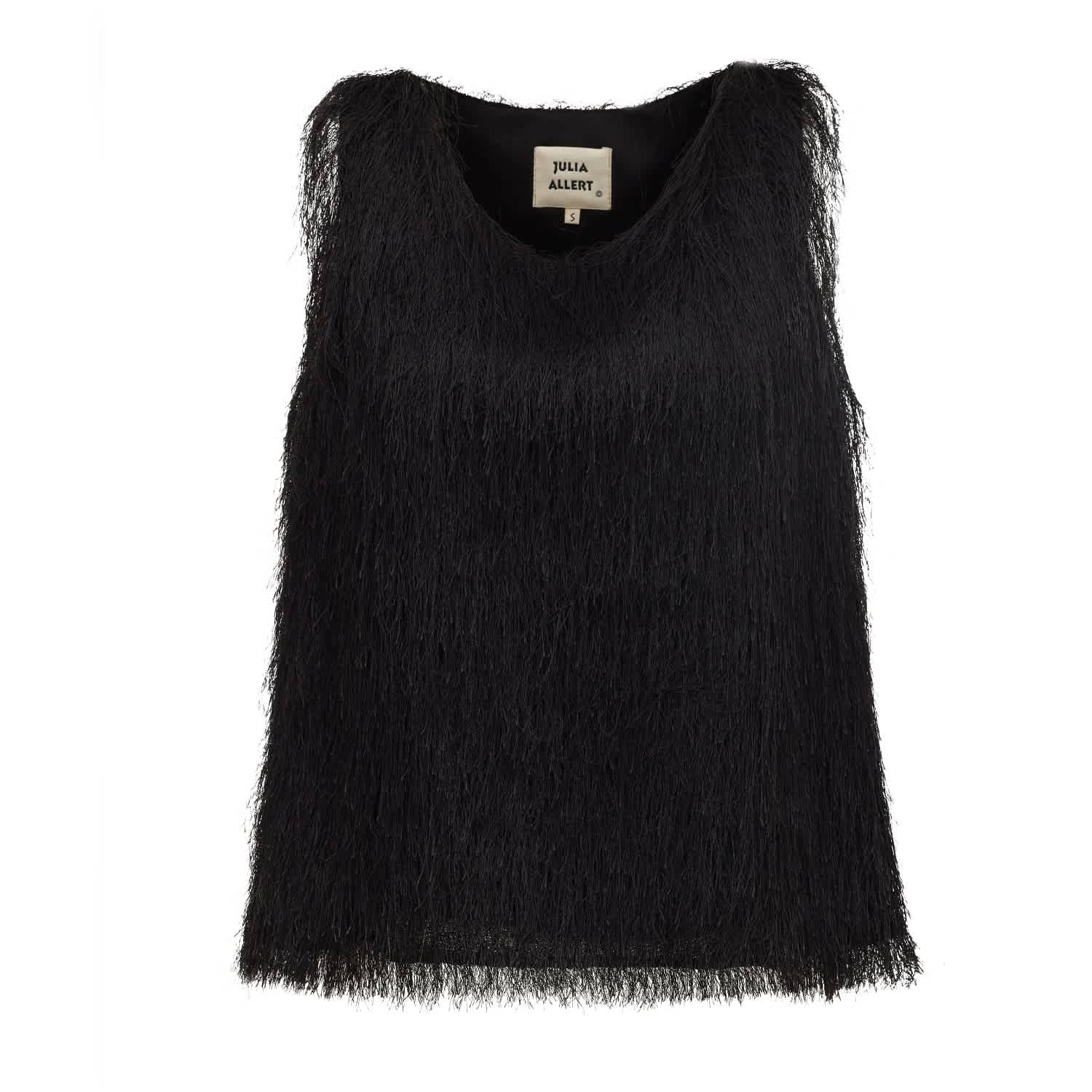 トップス seyto Jacquard fringe sleeveless tops Fringe Sleeveless Top – Black | Julia Allert | Wolf & Badger
