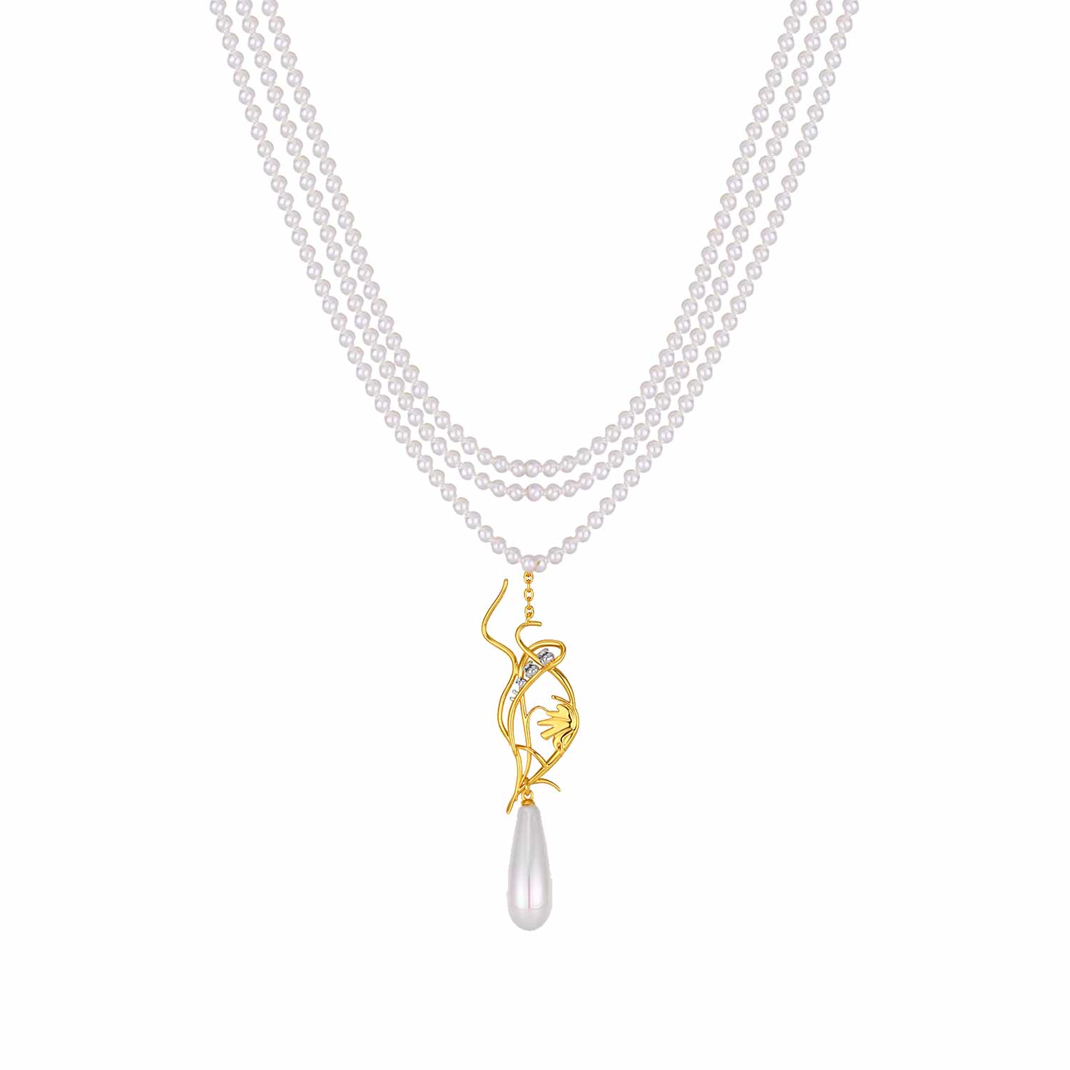 Women’s White / Gold Lily Of The Valley Necklace Retro Chic