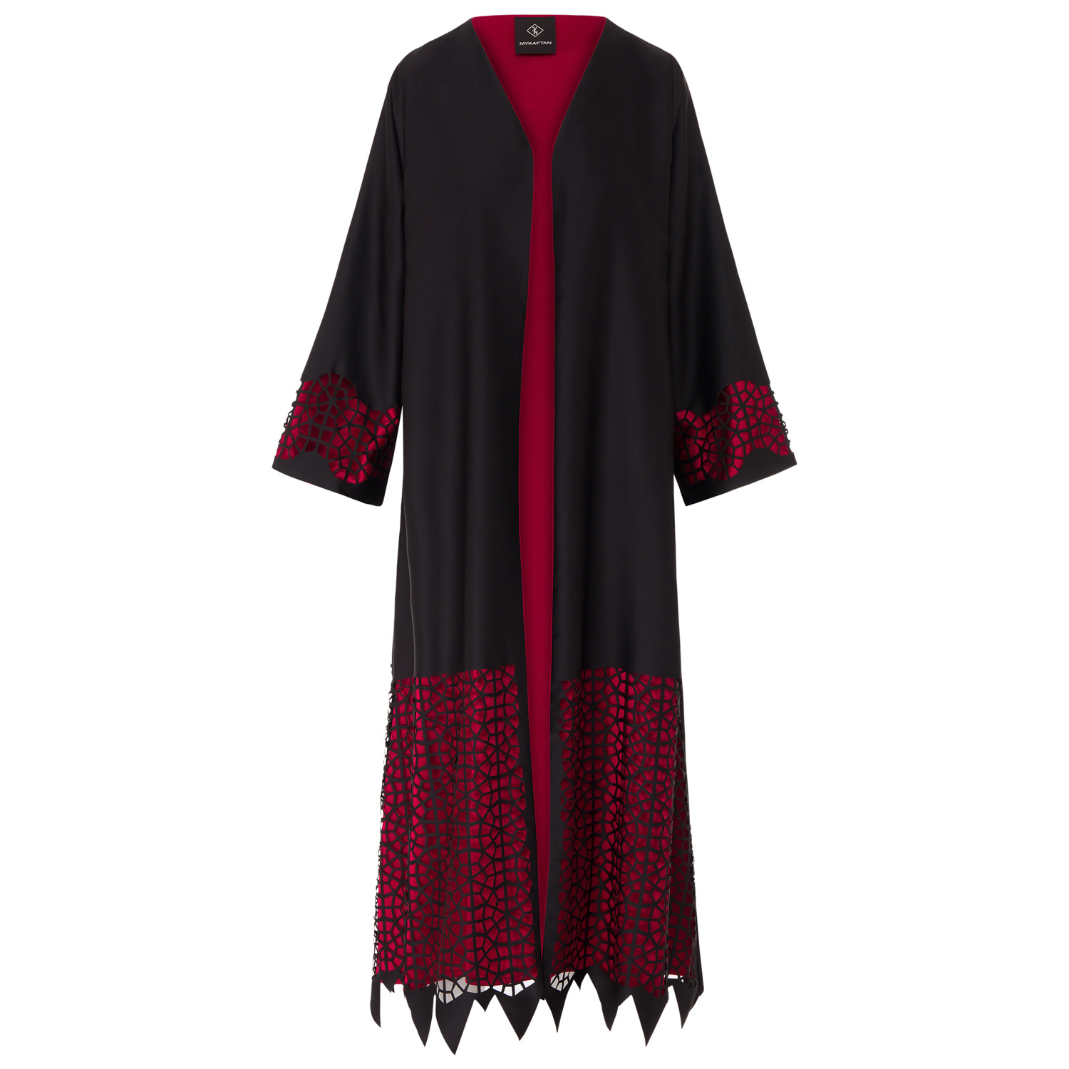 Women’s Black / Red Abaya In Red One Size Mykaftan