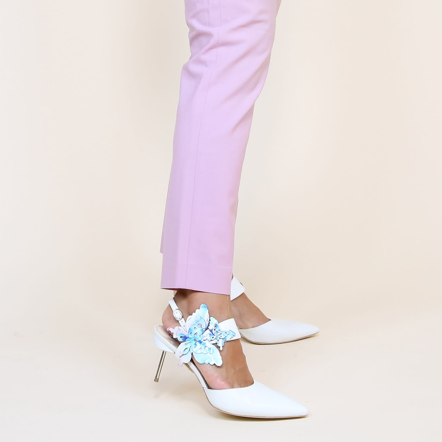 Alterre Customizable White V Mule + Marilyn Strap - White - 7