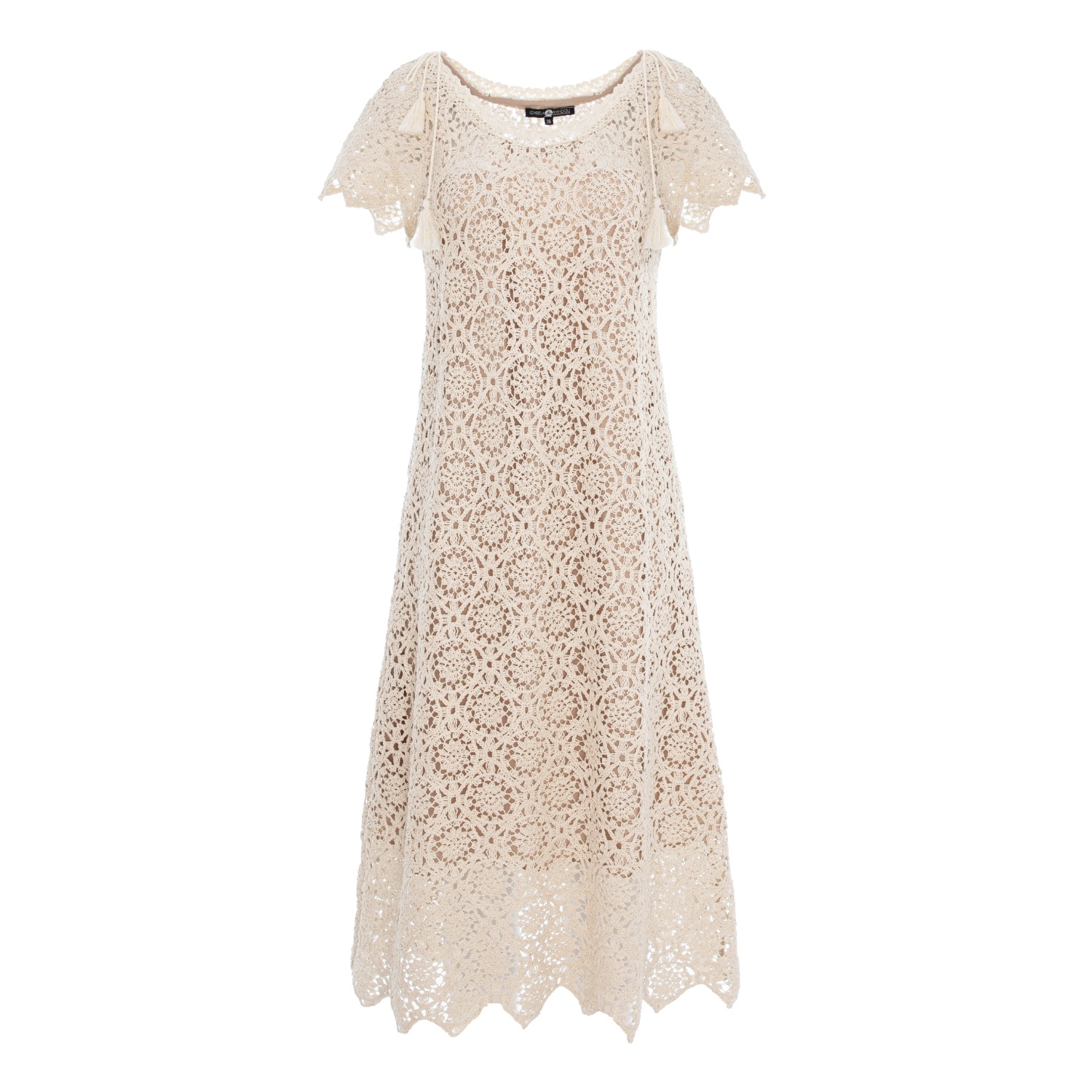 lace dress with scalloped hem Scalloped Hem First Communion Flower Girl Dress 5910 White / 12