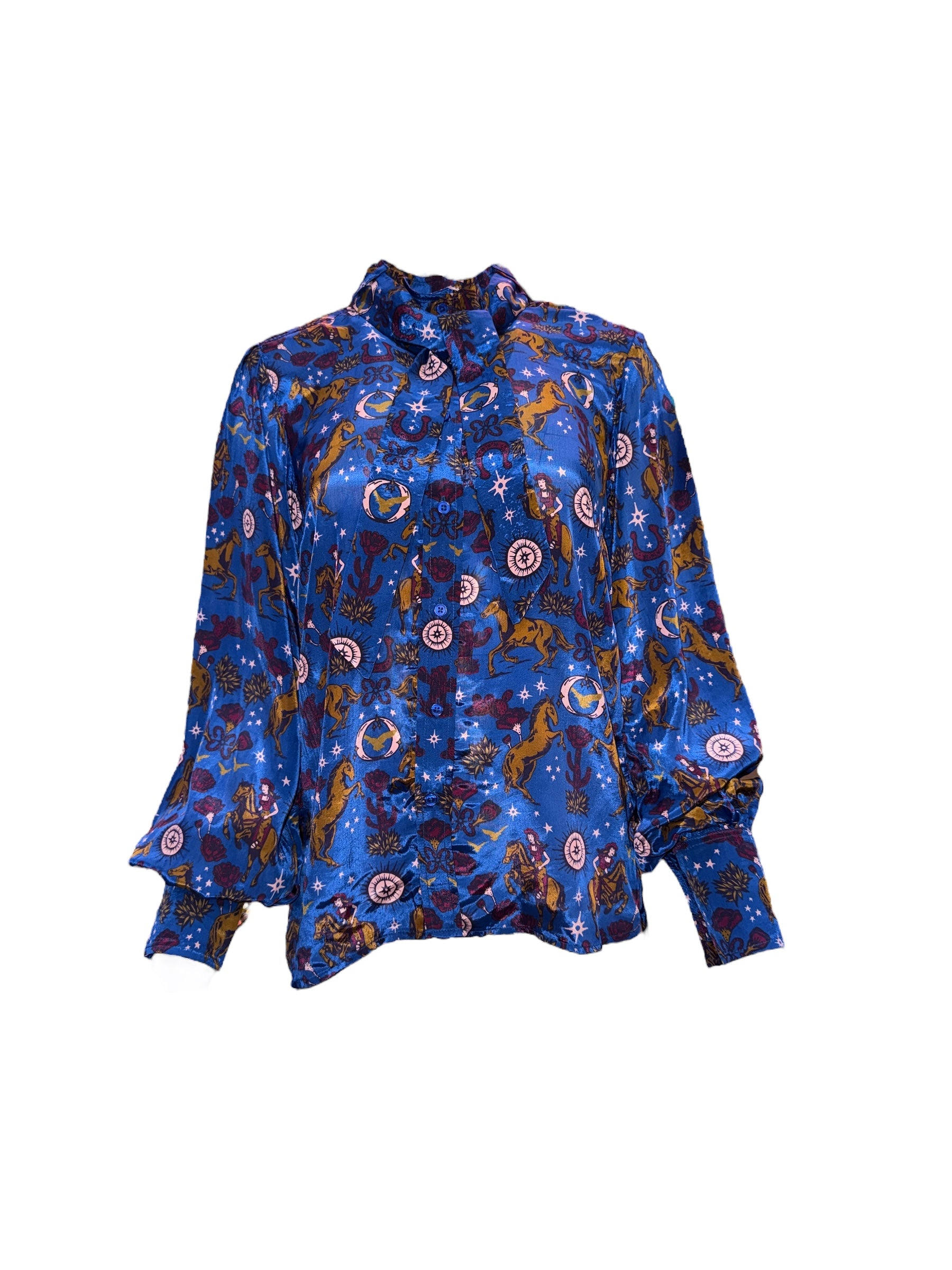 Any Old Iron Women's Black / Blue Blue Easy Rider Necktie Shirt In Blue