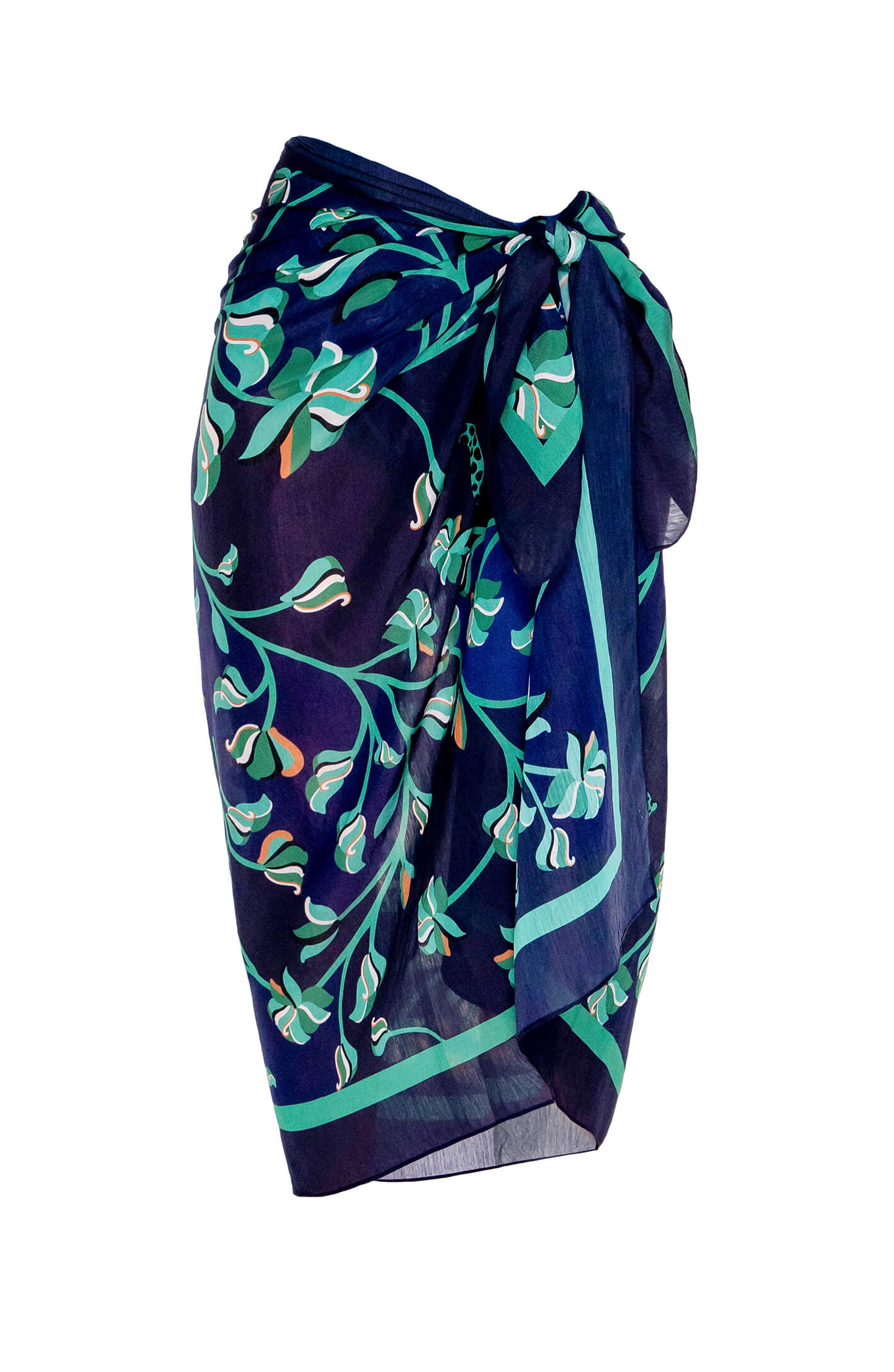 Jessie Zhao New York Women's Green / Blue Beach Sarong Wrap - Leopards In The Verdant Wild