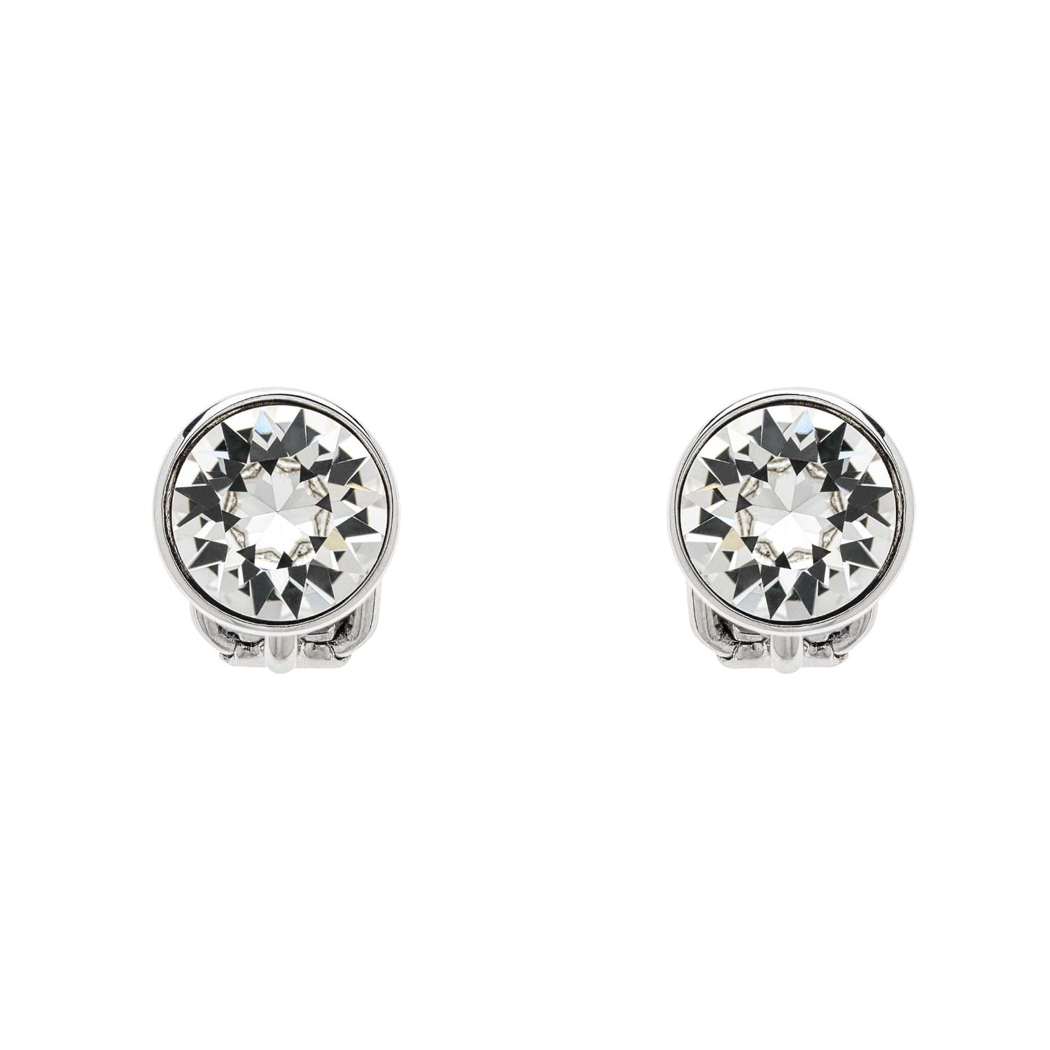 Women’s Silver Platinum Crystal Stud Clip Earrings Emma Holland Jewellery