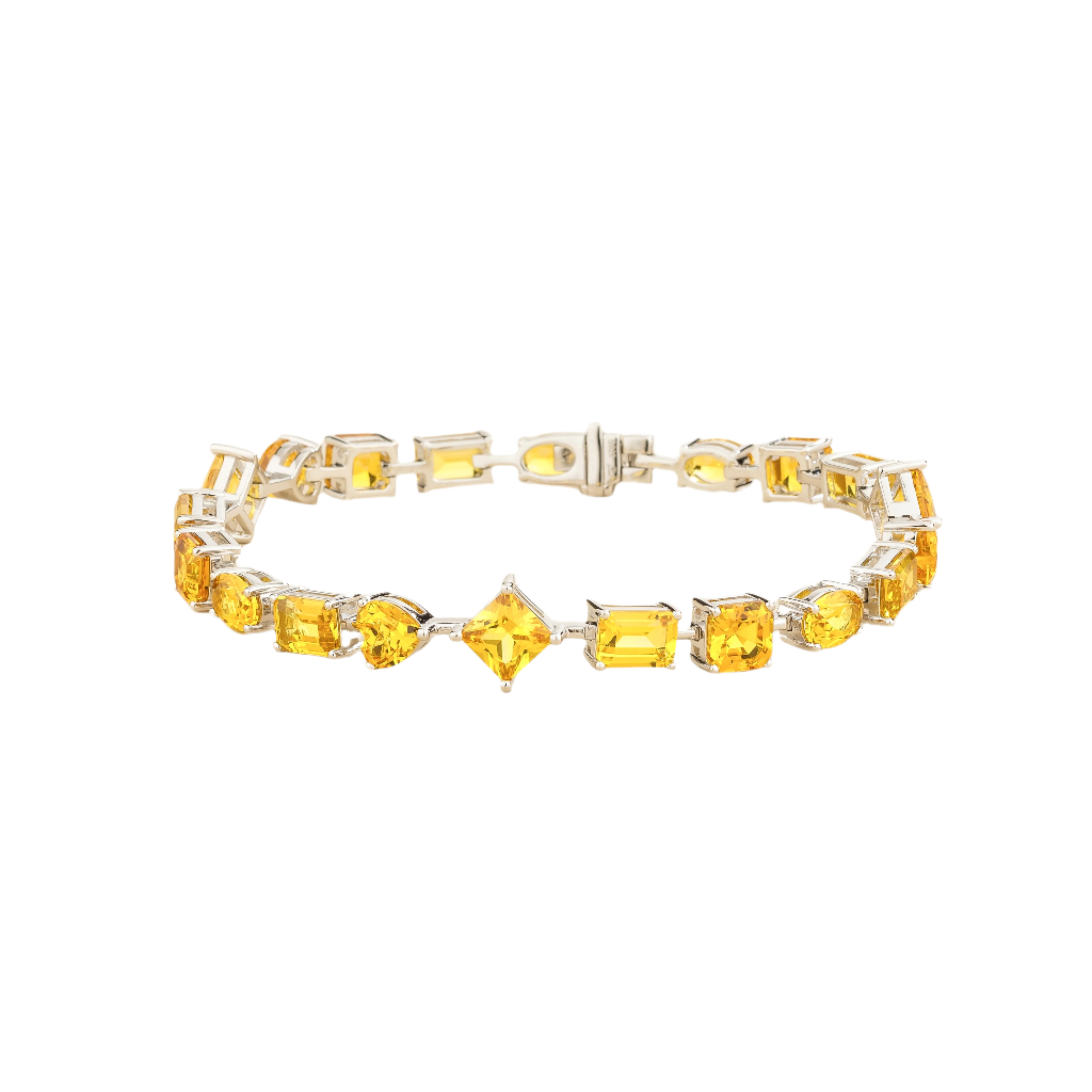 Juvetti Women's White / Yellow Una White Gold Tennis Bracelet Set With Yellow Sapphire In Multi