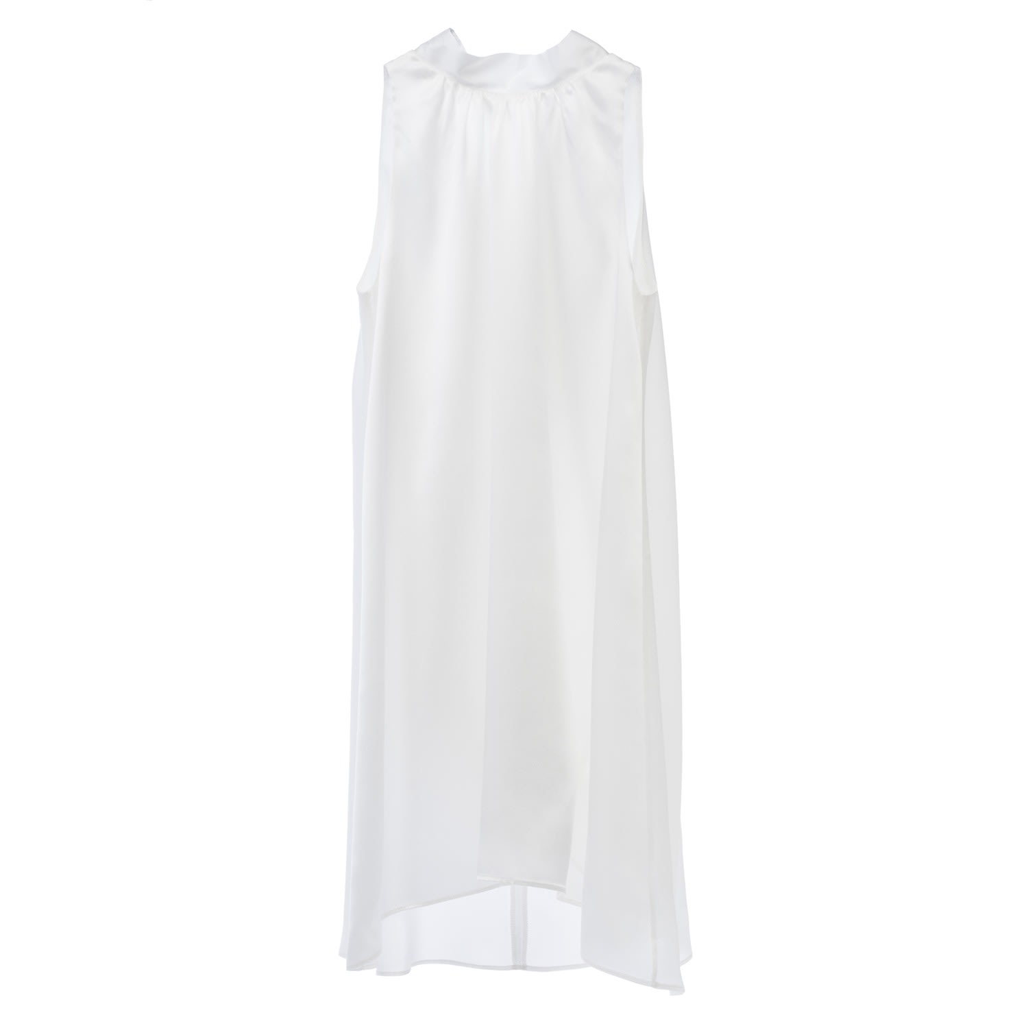 Mionè Women's Short Silk Dress With High Neck White In White