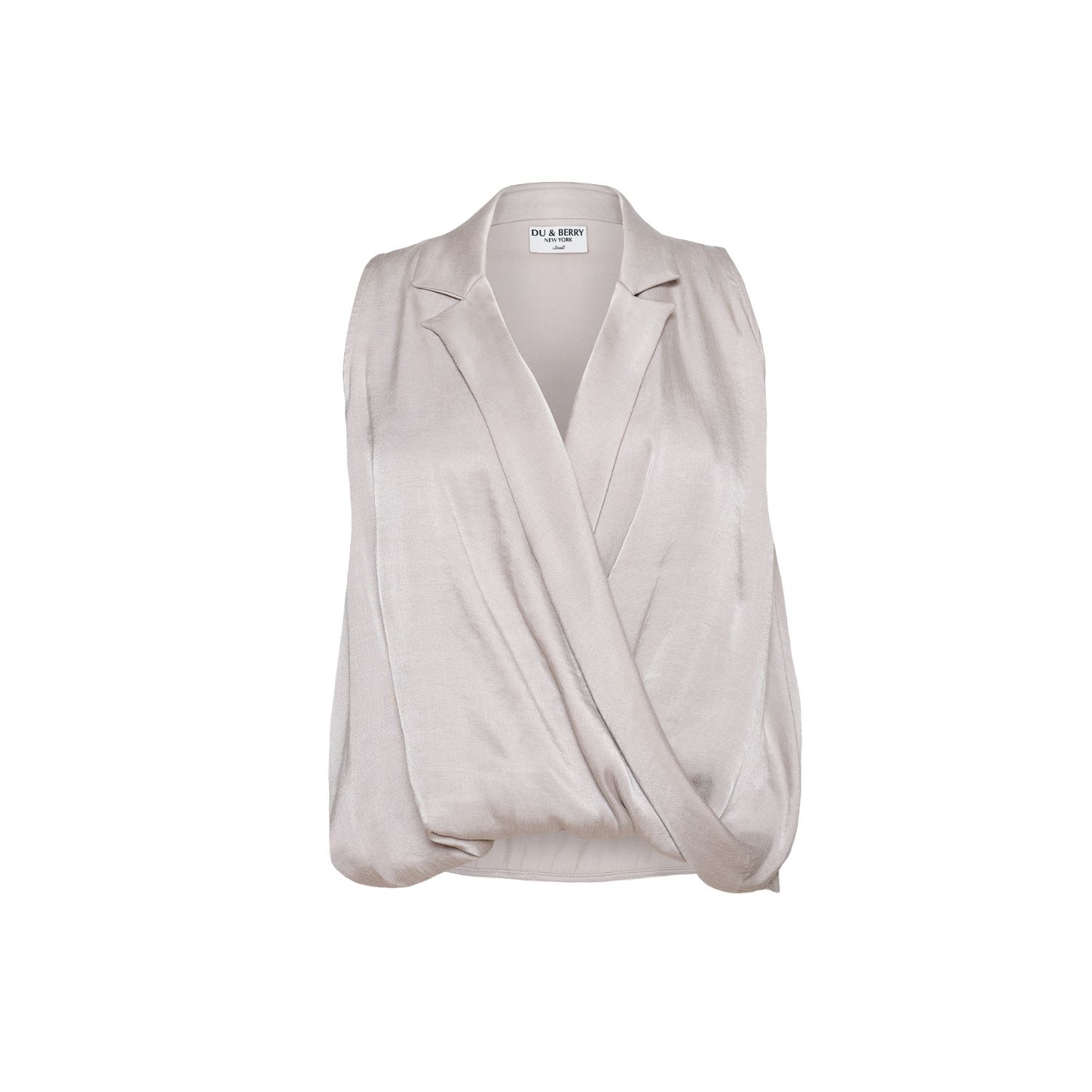 Du & Berry Women's Black Solara Twist Collared Top In Grey In Black