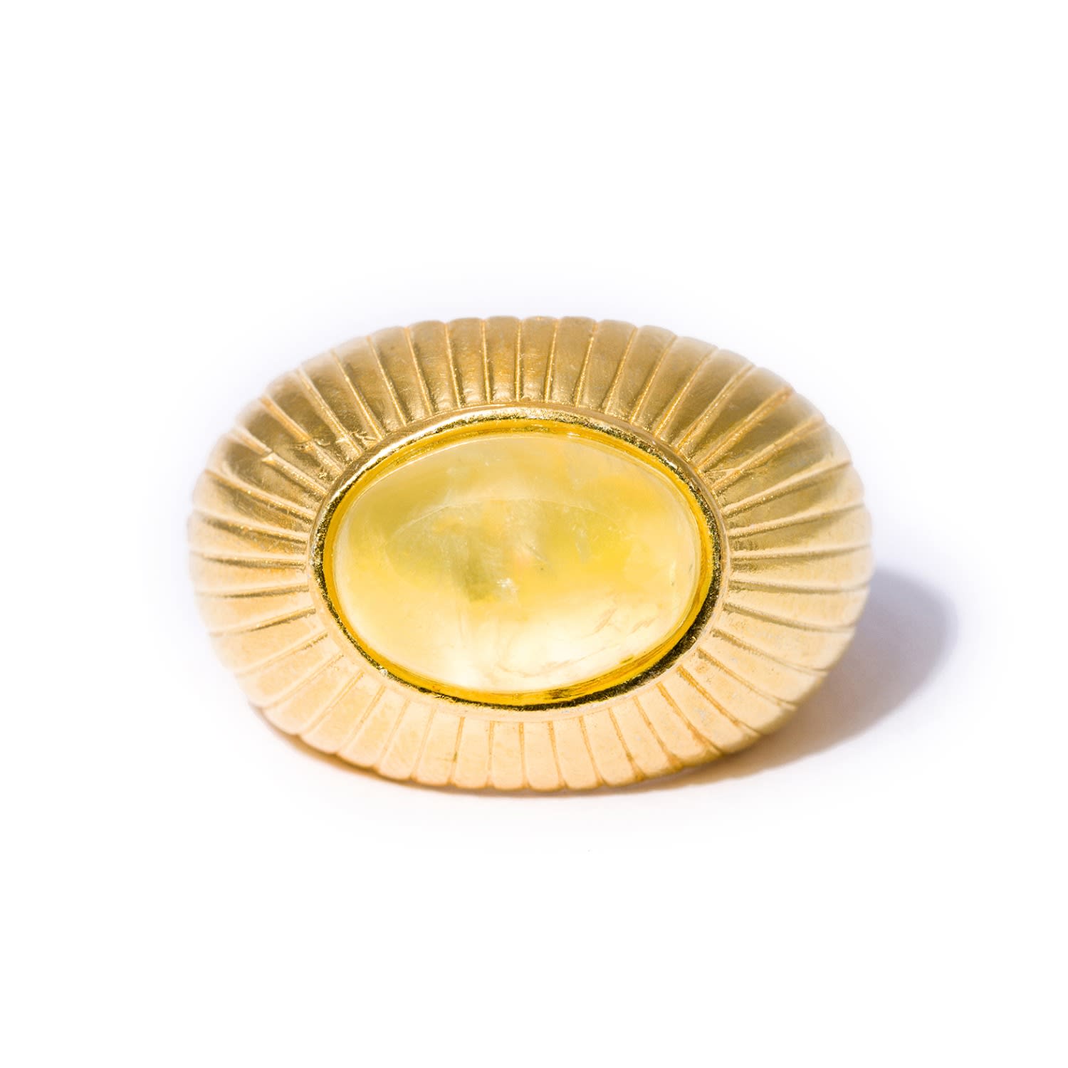 Kybele Studio Women's Gold / Green / Yellow Gold Oval Prehnite Ring In Multi