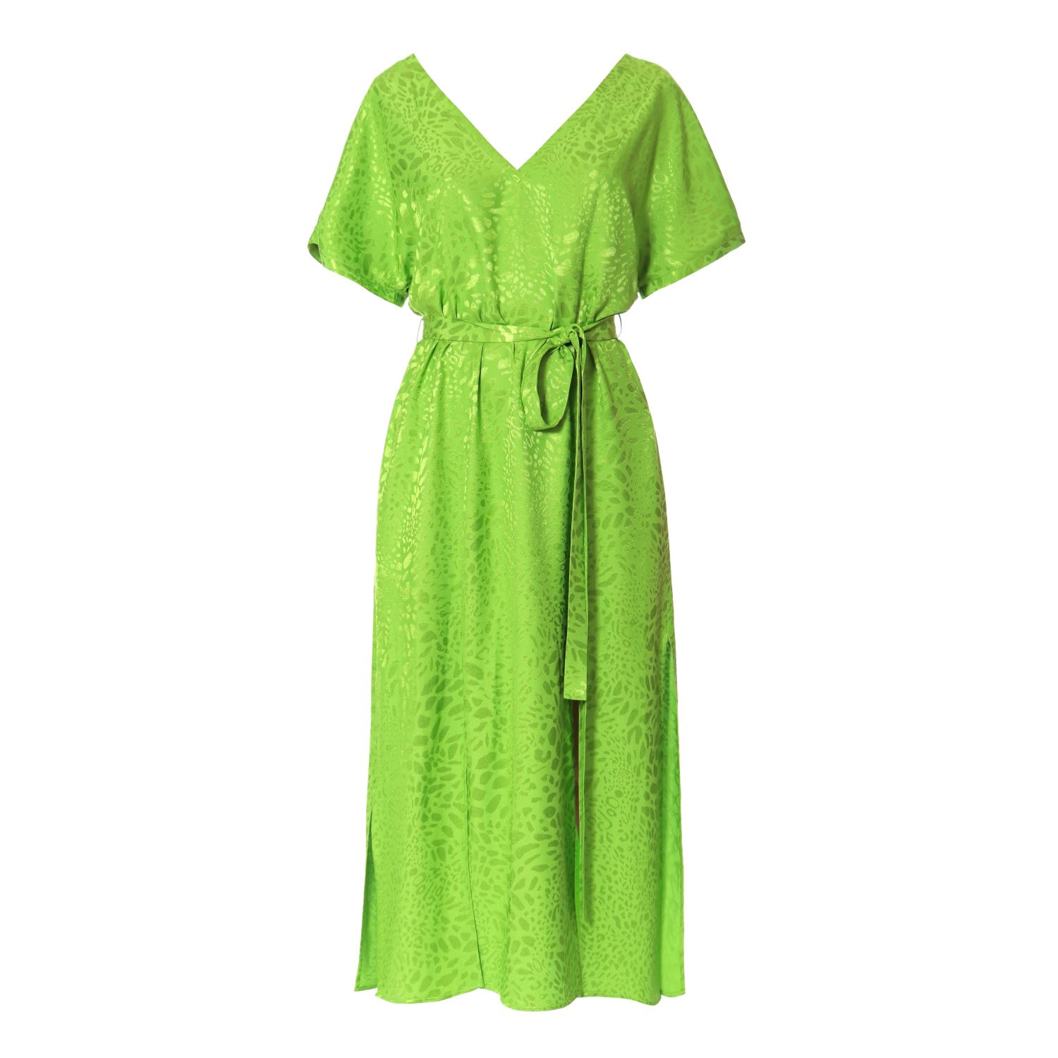 Women’s Eira Bright Lime Green Midi Dress Medium Aggi